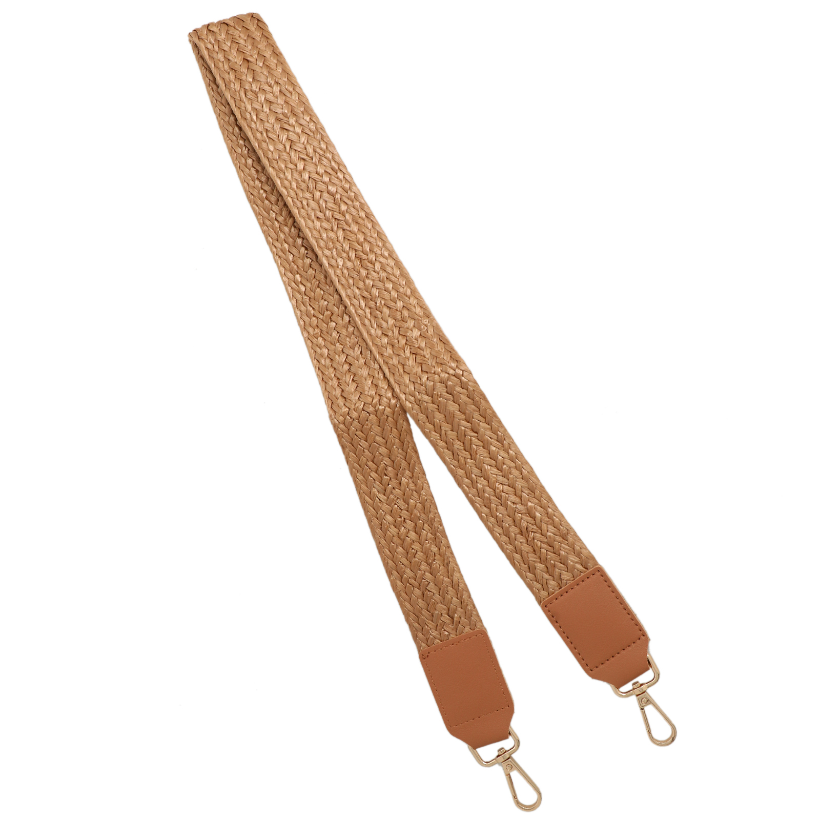 bast schultergurt für tasche beige mit gold karabinerhaken 90x4cm | 1st