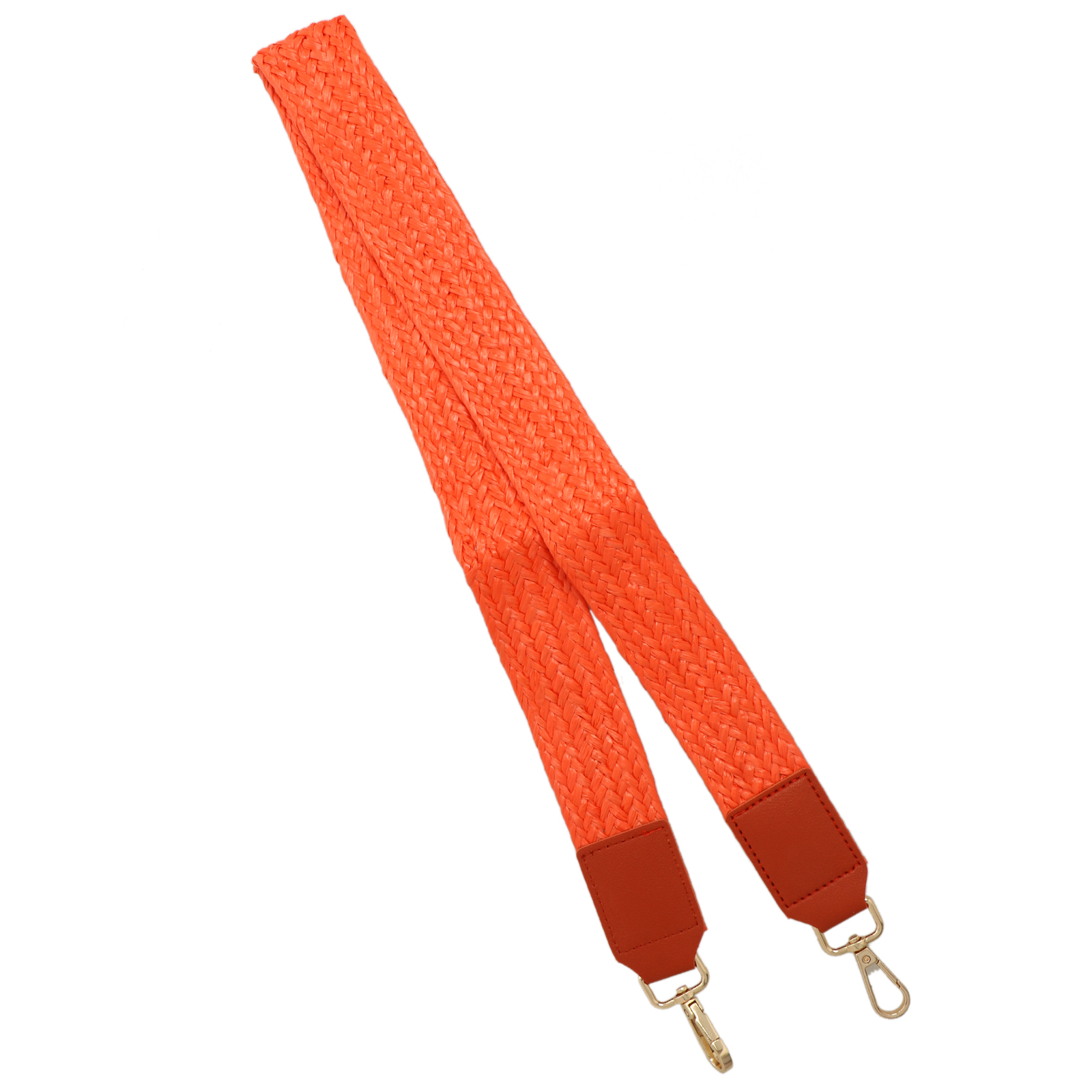 orange raffia shoulder strap with gold snap hook 90x4cm | 1pc