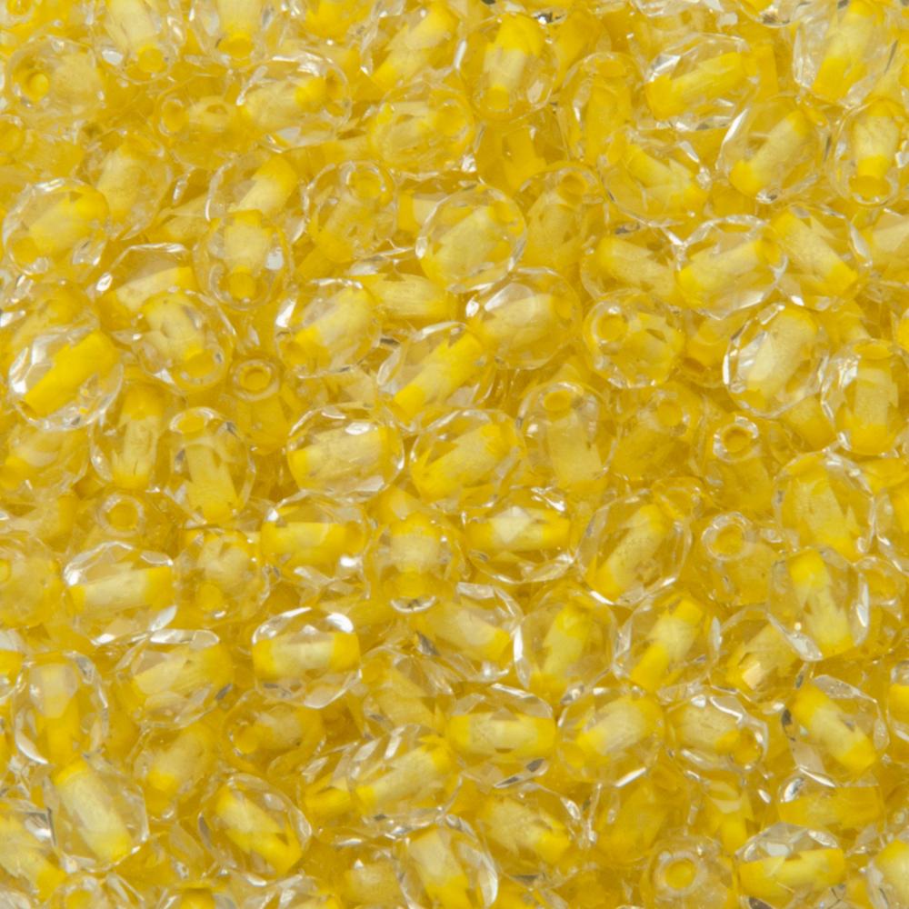 czech fire-polished round beads - yellow lined crystal 4mm | 50pc