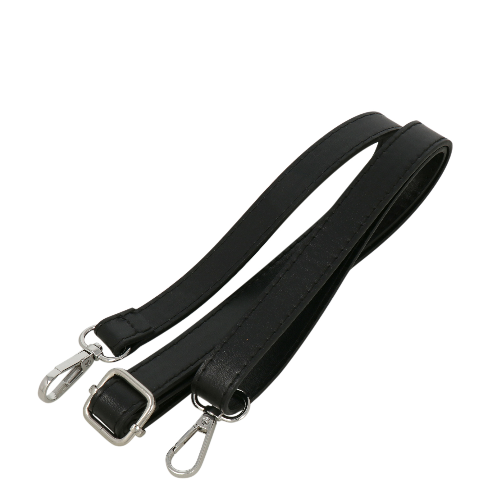 black pu leather shoulder strap with silver snap hook 1,8cm wide - 120cm adjustable | 1pc