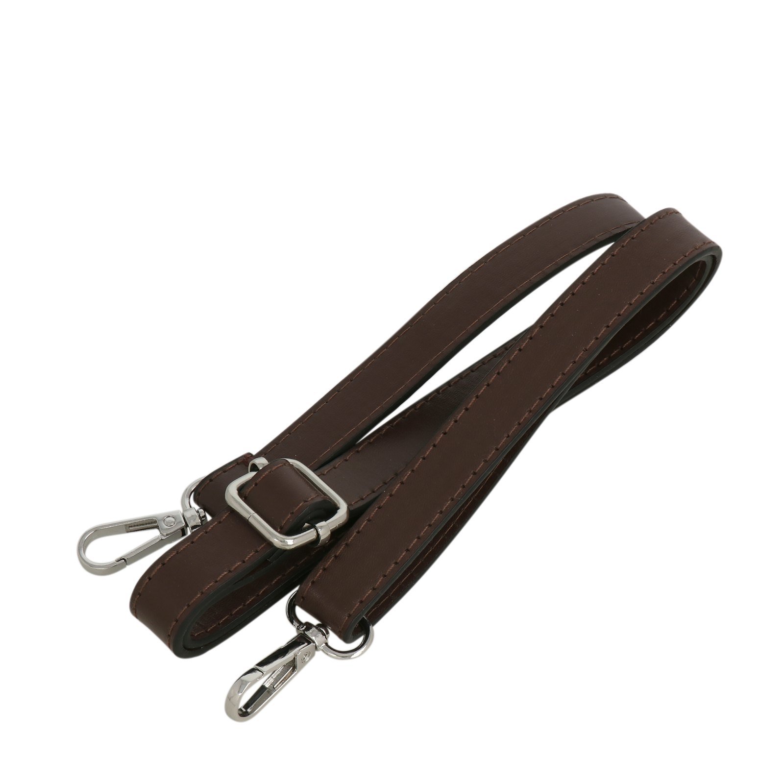 brown pu leather shoulder strap with silver snap hook 1,8cm wide - 120cm adjustable | 1pc