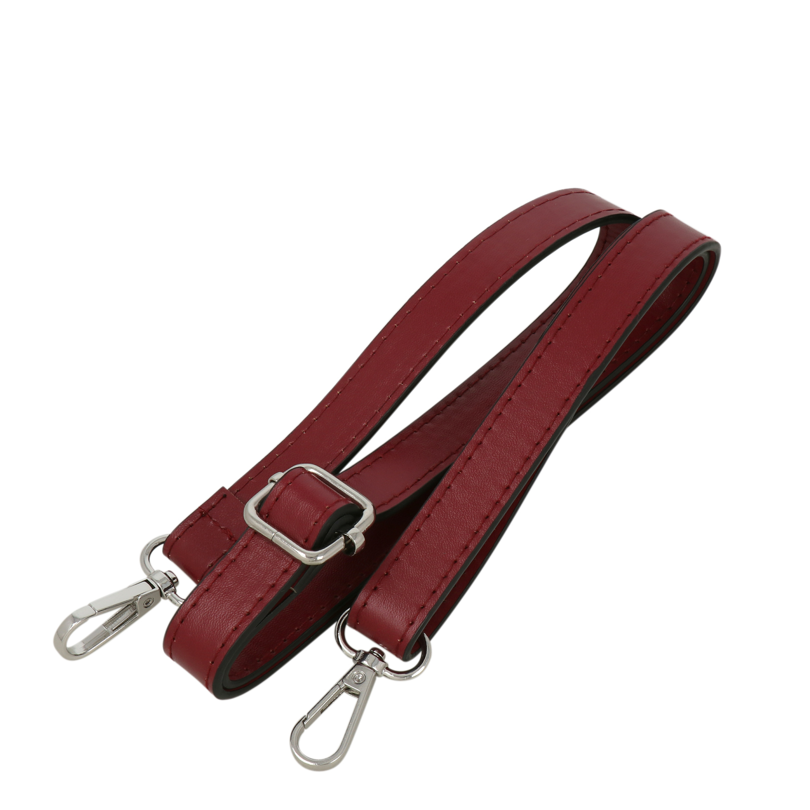 schultergurt pu leder bordeaux mit silber karabinerhaken 1,8cm - 120cm verstellbarem | 1st