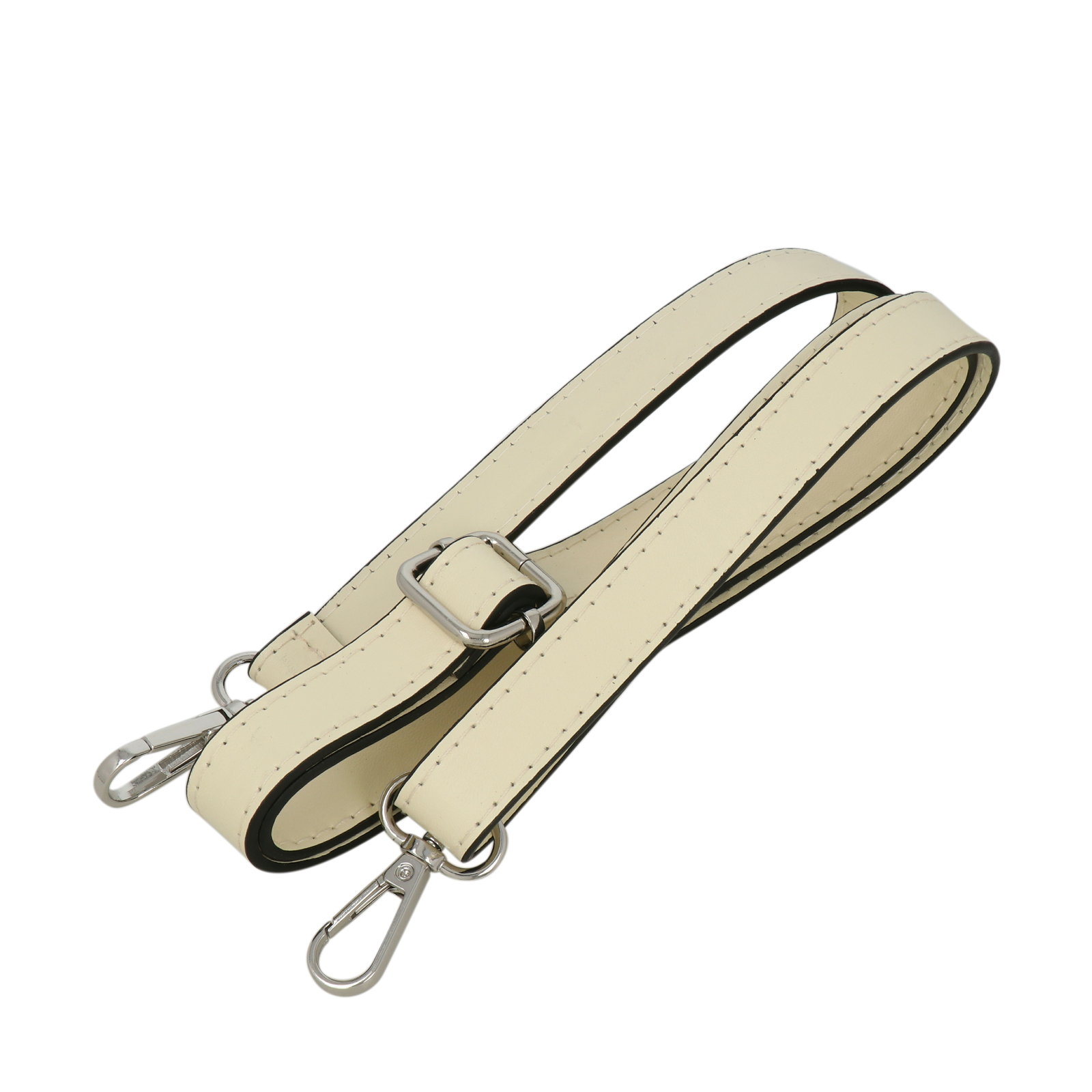 ivory pu leather shoulder strap with silver snap hook 1,8cm wide - 120cm adjustable | 1pc