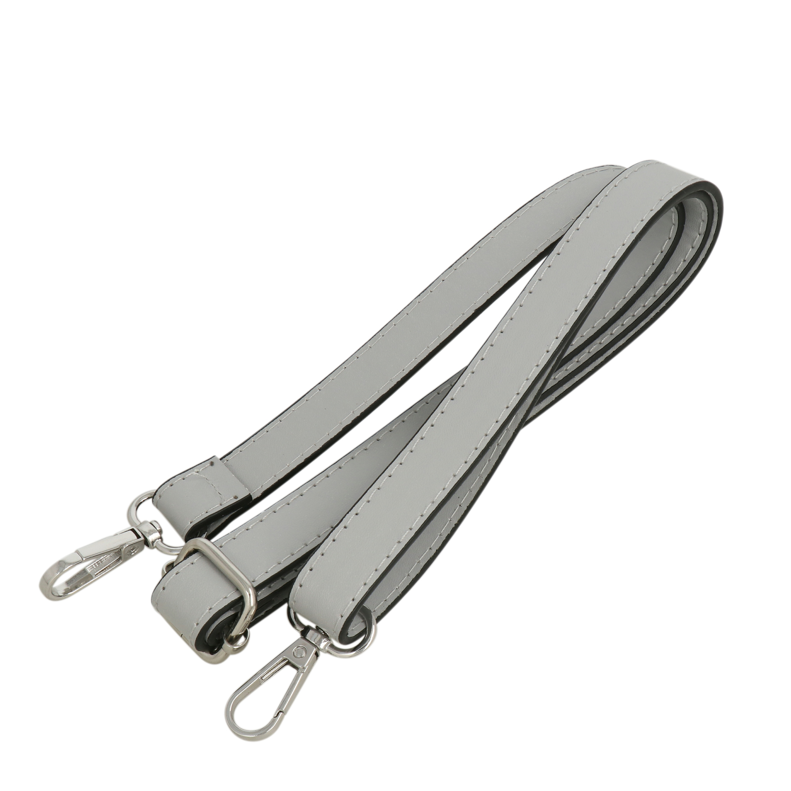 grey pu leather shoulder strap with silver snap hook 1,8cm wide - 120cm adjustable | 1pc