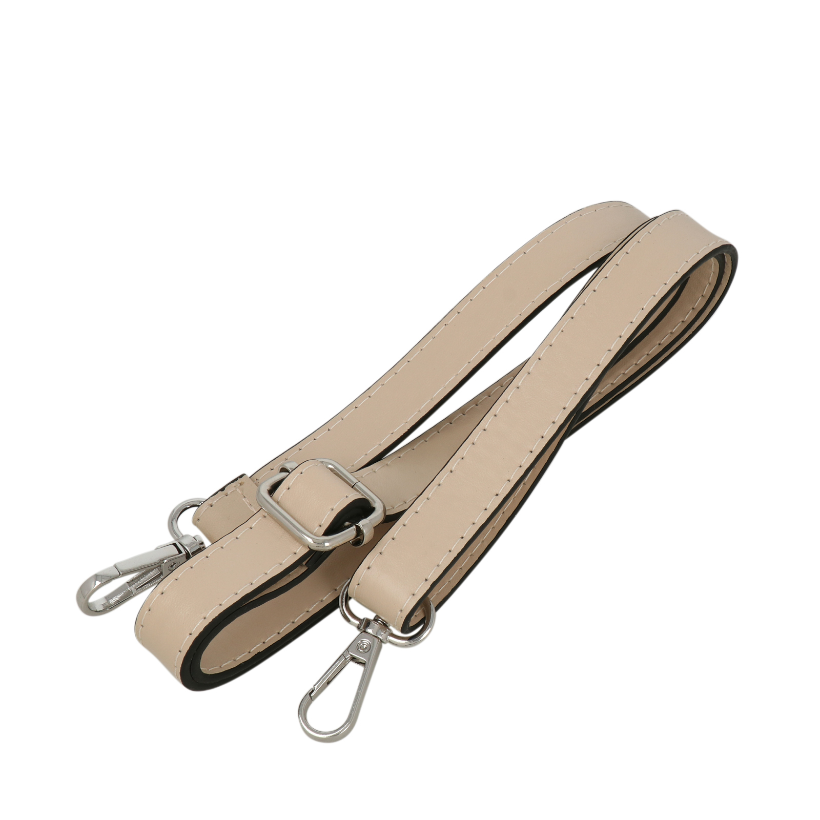 ecrù pu leather shoulder strap with silver snap hook 1,8cm wide - 120cm adjustable | 1pc