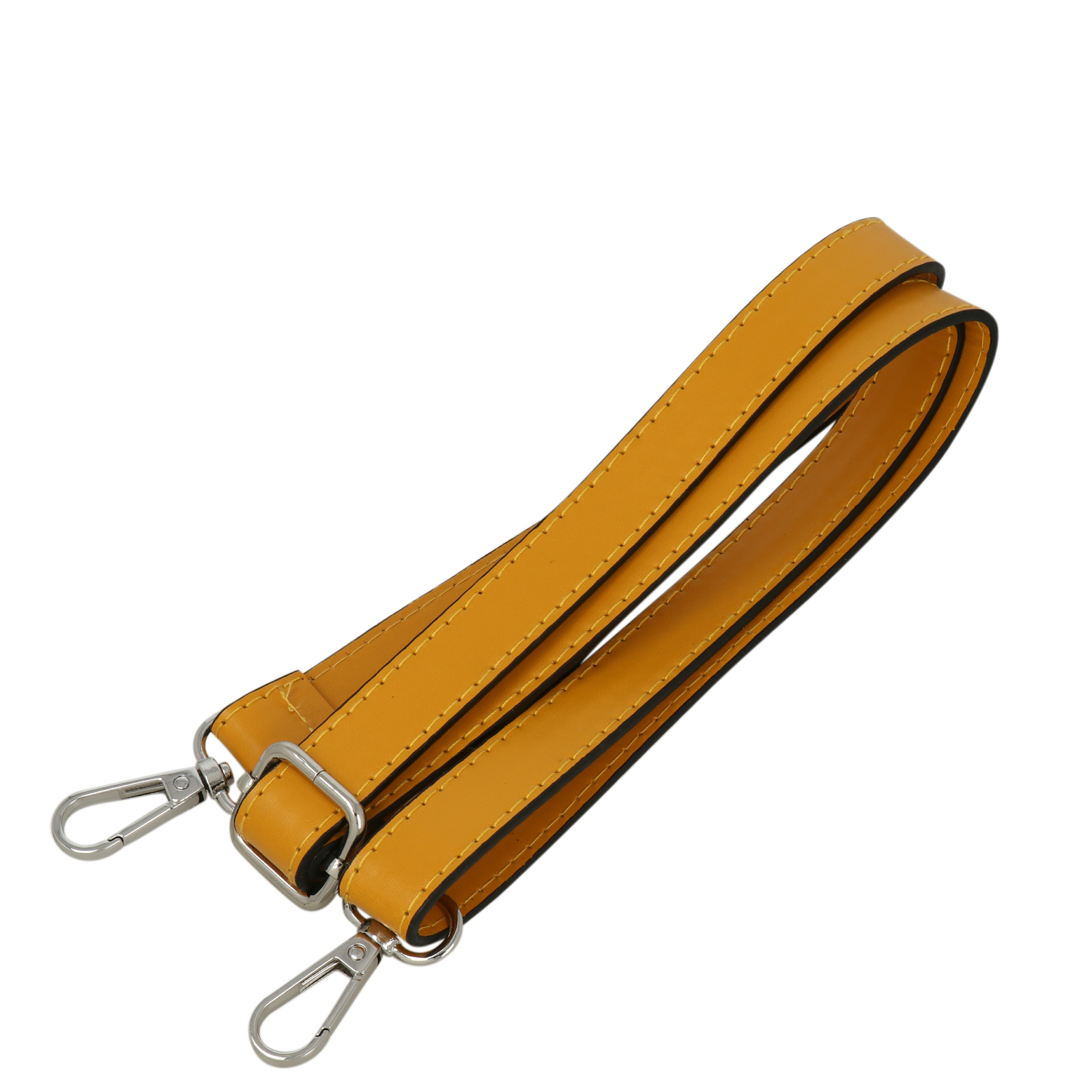 ochre pu leather shoulder strap with silver snap hook 1,8cm wide - 120cm adjustable | 1pc
