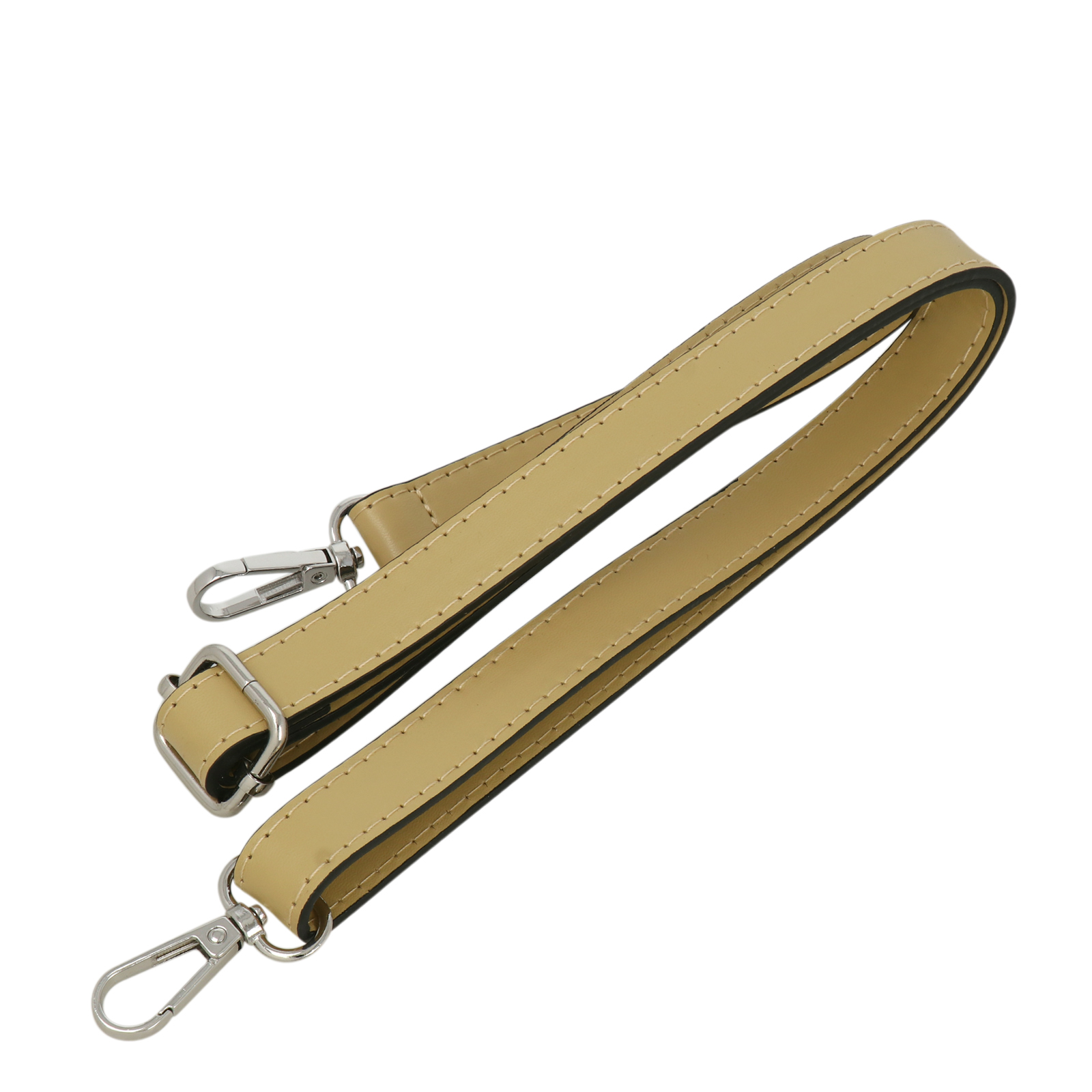 beige pu leather shoulder strap with silver snap hook 1,8cm wide - 120cm adjustable | 1pc