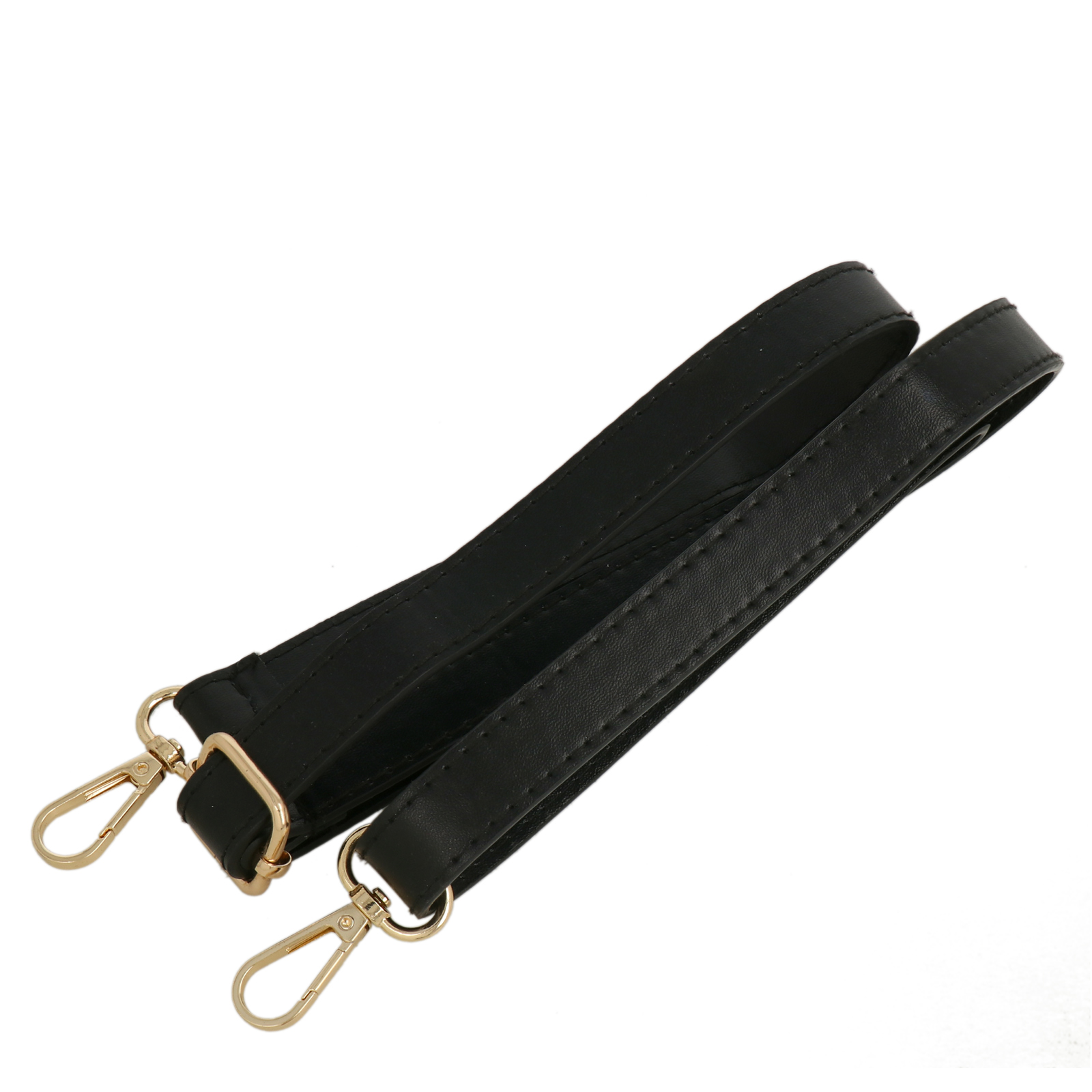 black pu leather shoulder strap with gold snap hook 1,8cm wide - 120cm adjustable | 1pc