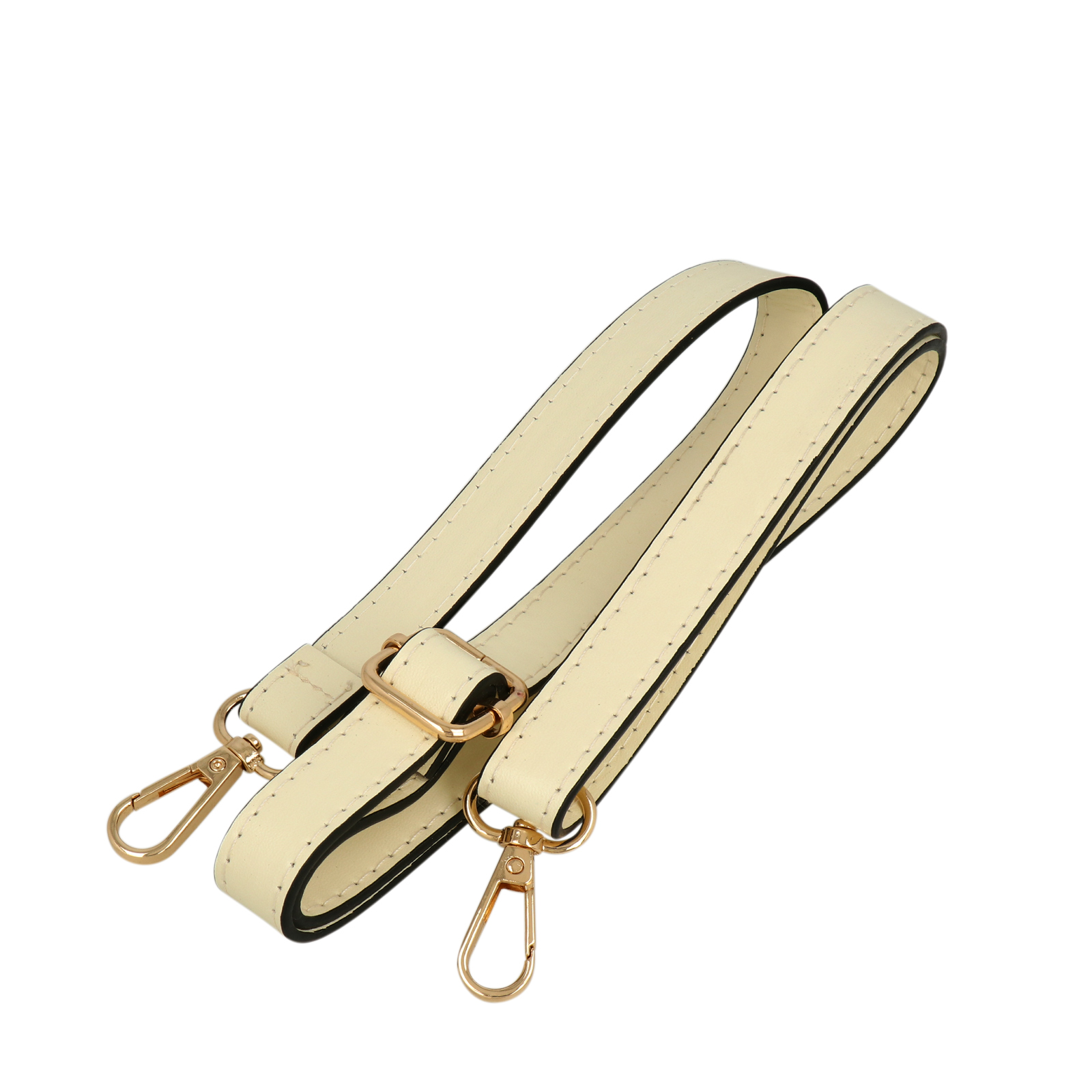 ivory pu leather shoulder strap with gold snap hook 1,8cm wide - 120cm adjustable | 1pc