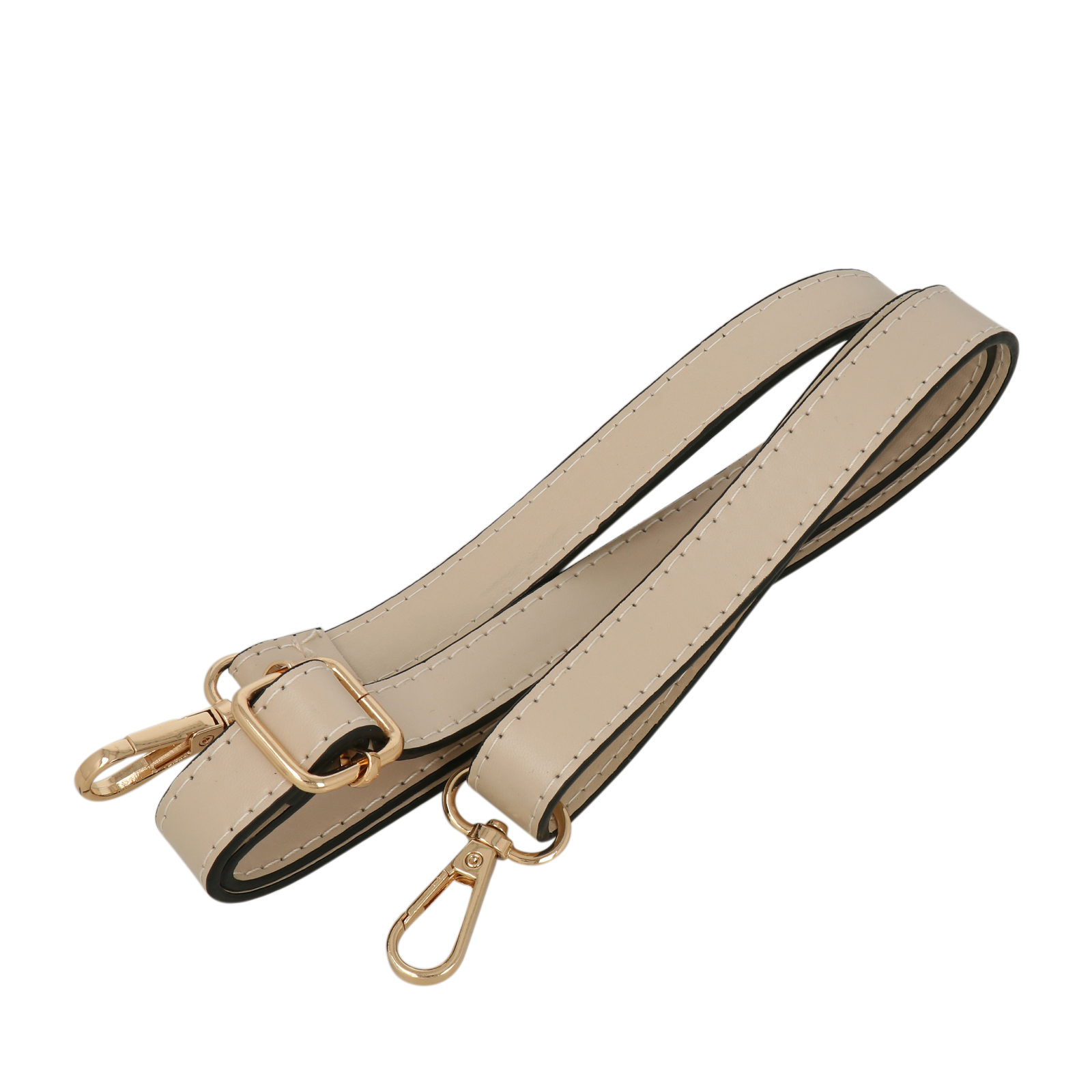 ecrù pu leather shoulder strap with gold snap hook 1,8cm wide - 120cm adjustable | 1pc