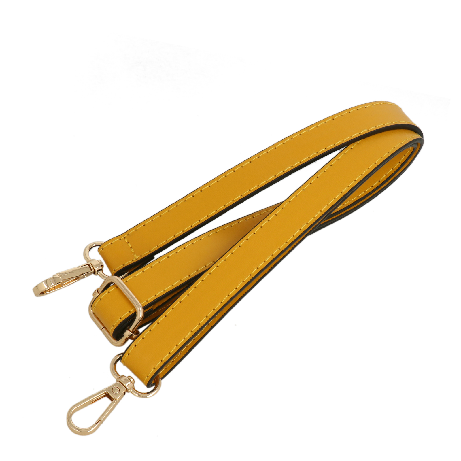 ochre pu leather shoulder strap with gold snap hook 1,8cm wide - 120cm adjustable | 1pc