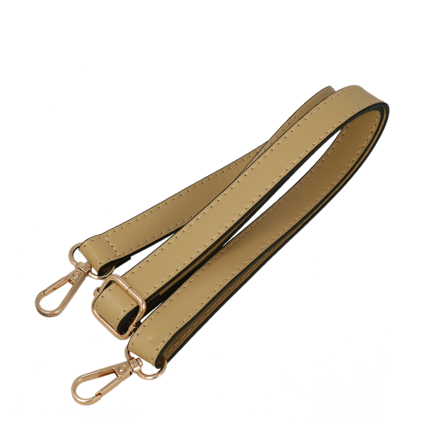 beige pu leather shoulder strap with gold snap hook 1,8cm wide - 120cm adjustable | 1pc