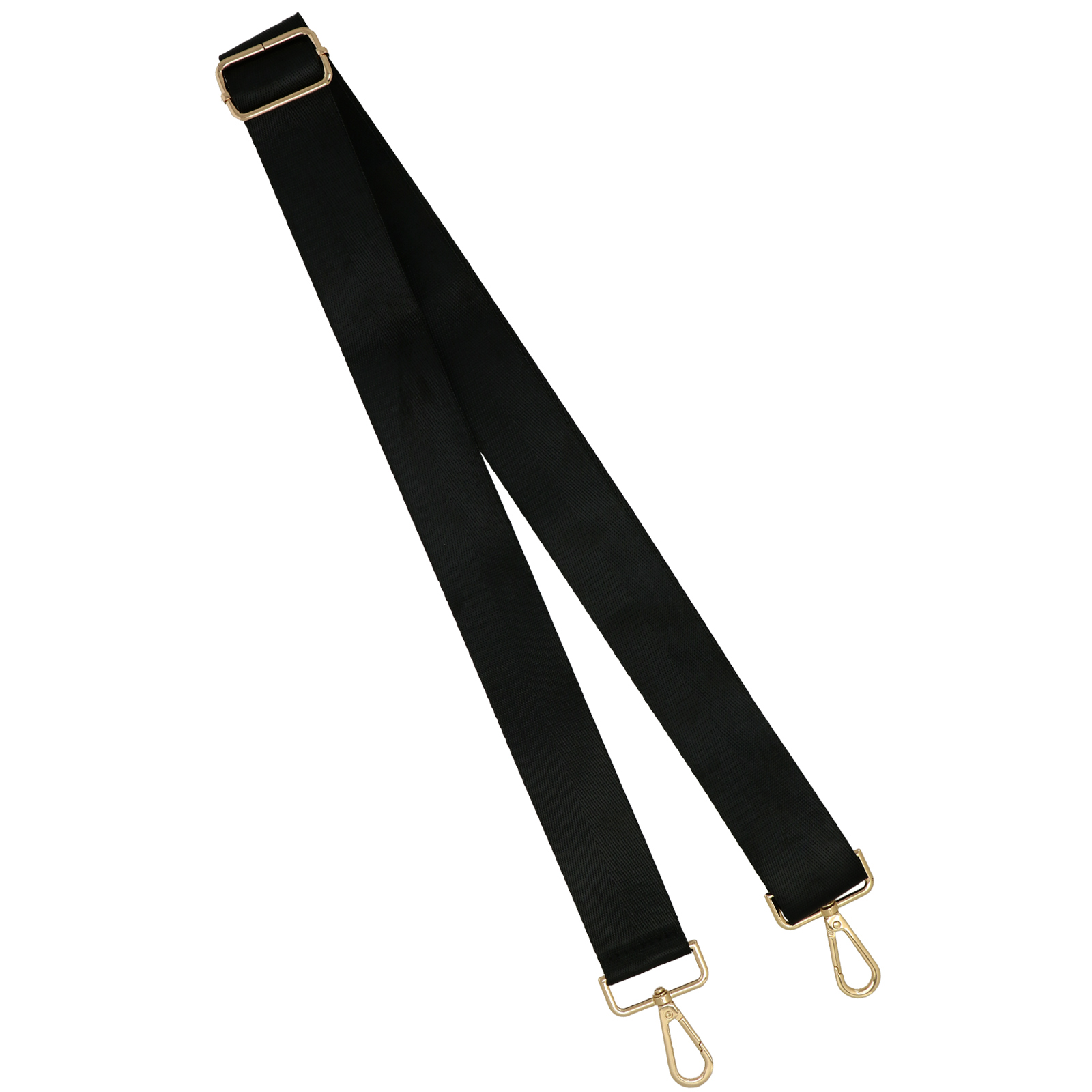 black shoulder strap with gold snap hook 3,8cm wide - 140cm adjustable | 1pc