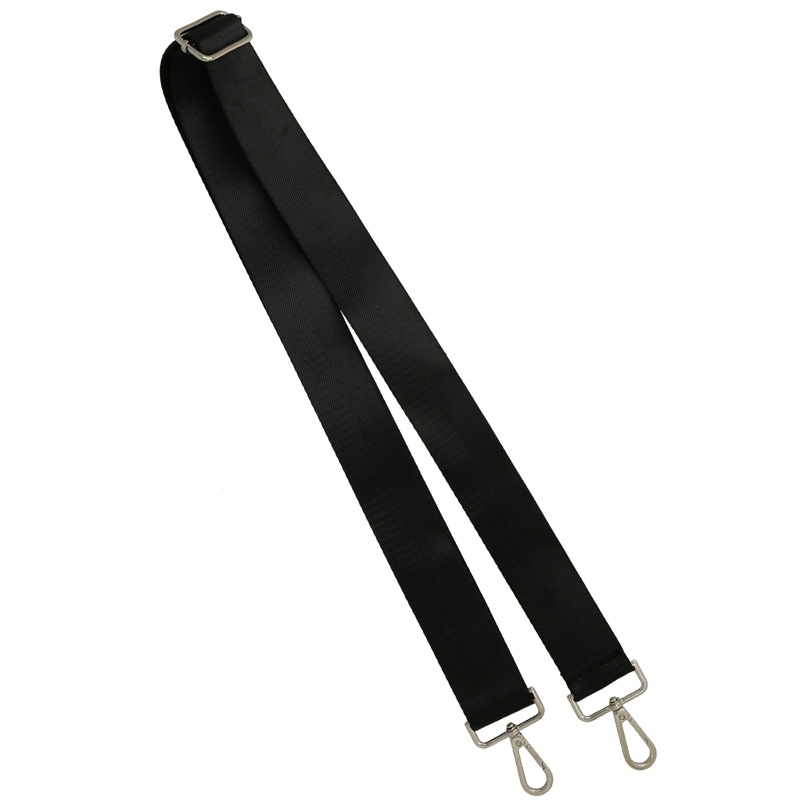 black shoulder strap with silver snap hook 3,8cm wide - 140cm adjustable | 1pc