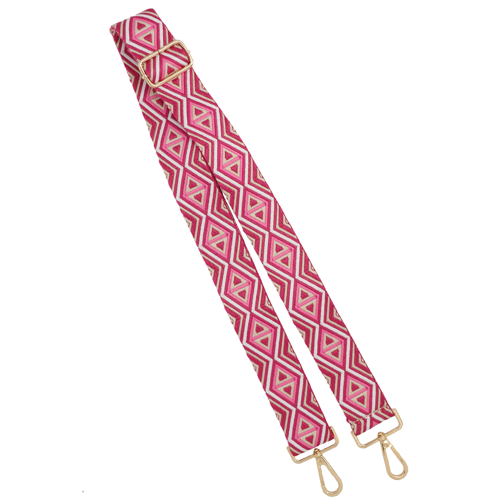 chevron pink shoulder strap with gold snap hook 3,8cm wide - 140cm adjustable | 1pc