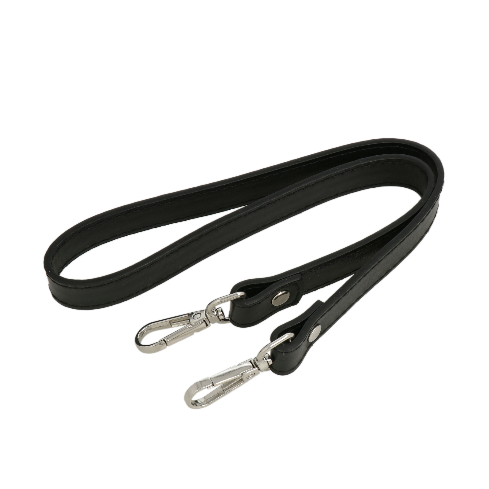 black pu leather shoulder strap with silver snap hook 1,8cm wide - 60cm | 1pc