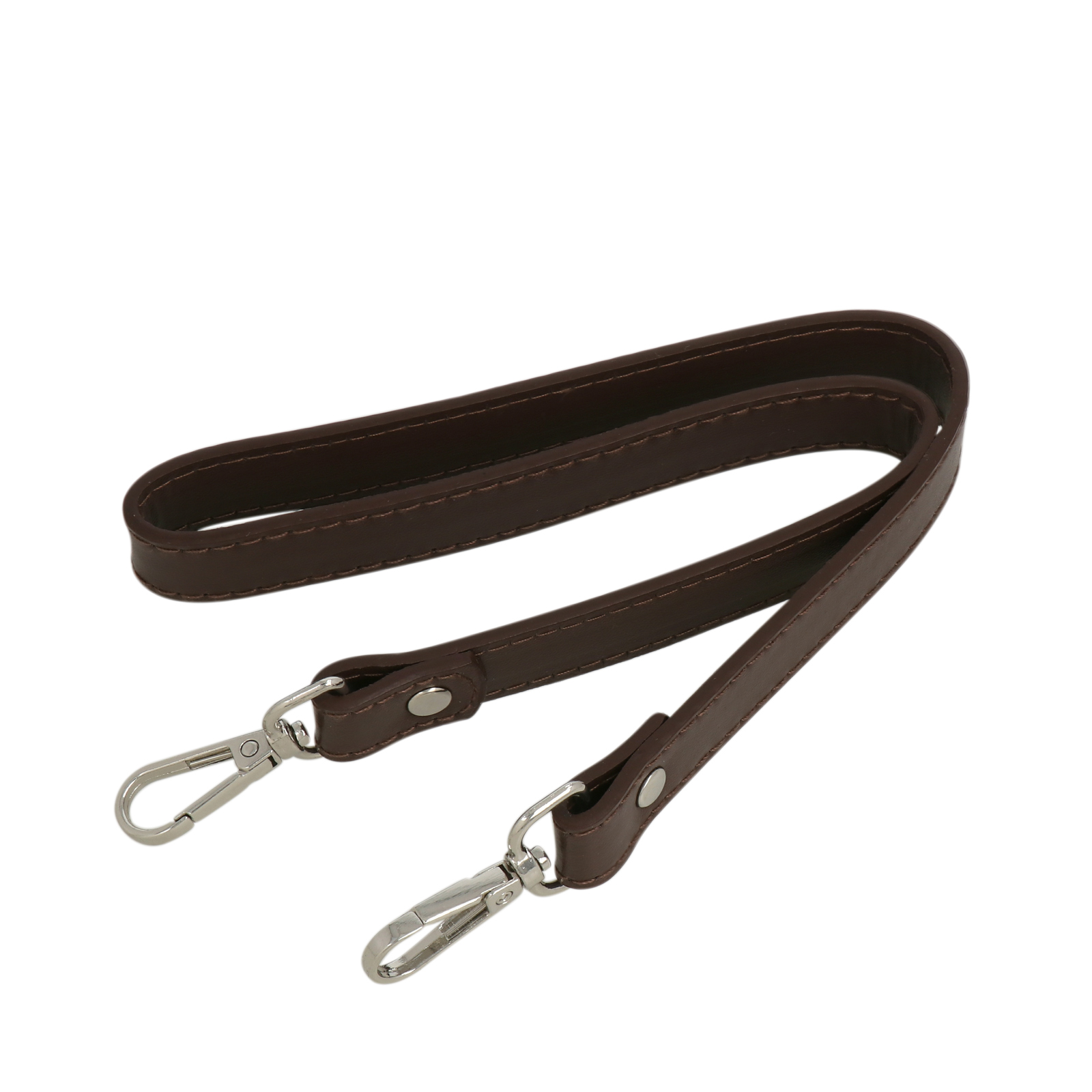 brown pu leather shoulder strap with silver snap hook 1,8cm wide - 60cm | 1pc