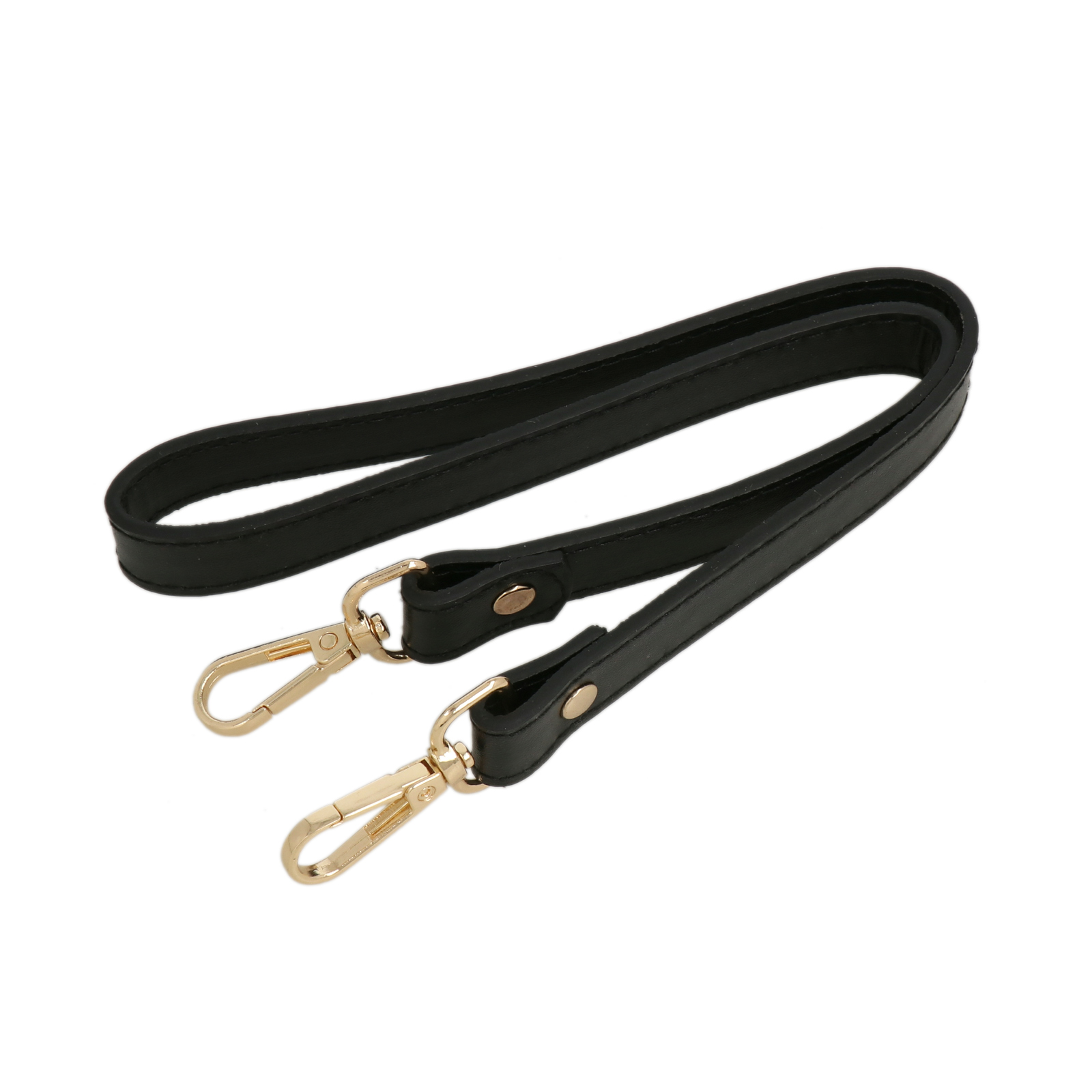 black pu leather shoulder strap with gold snap hook 1,8cm wide - 60cm | 1pc