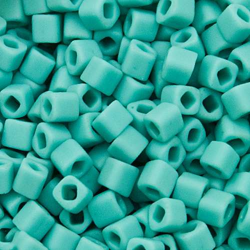 cube toho beads 4mm - opaque turquoise frosted (55f) | 10gr
