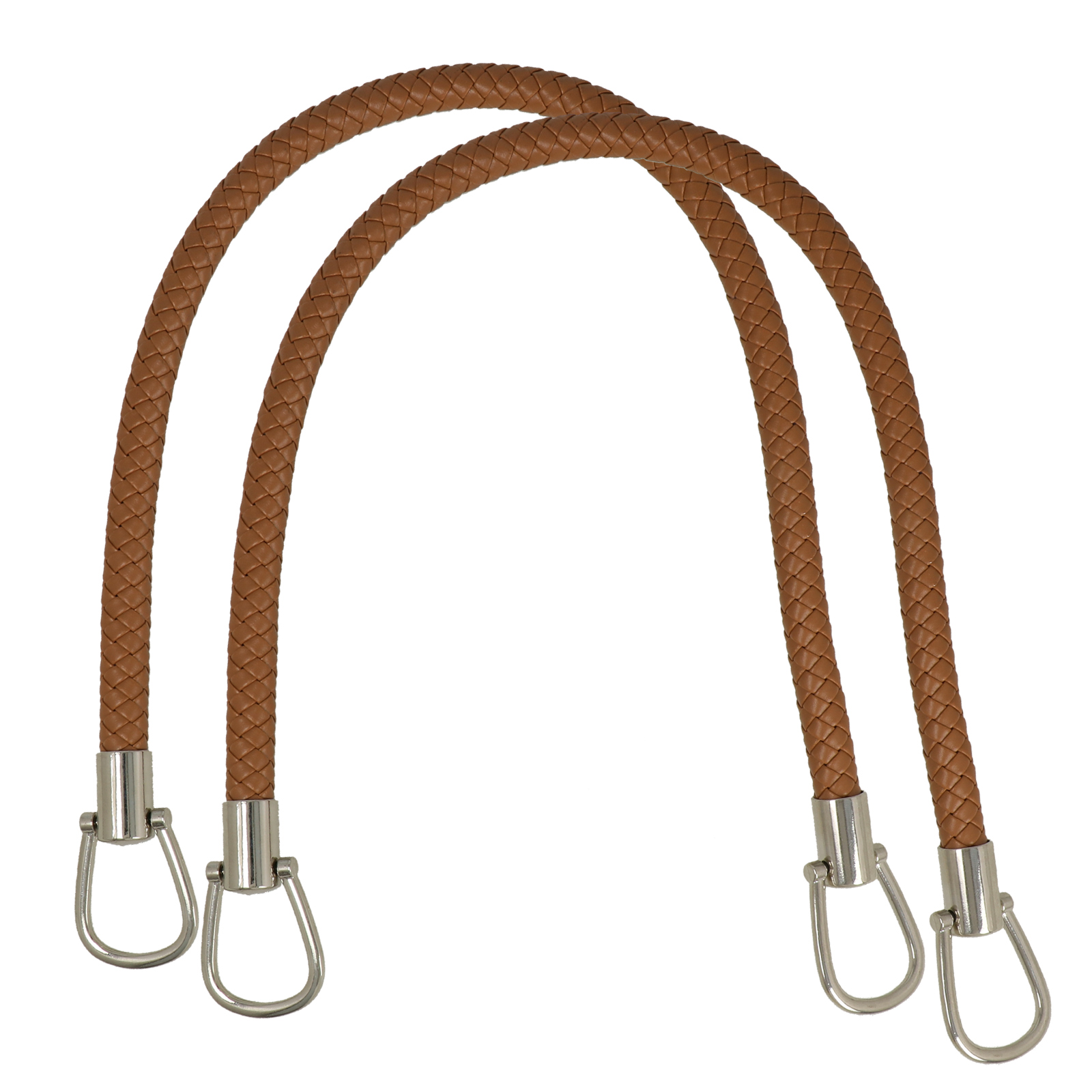 sewing bag handle pu leather braided 56cm - silver rings | 2pc