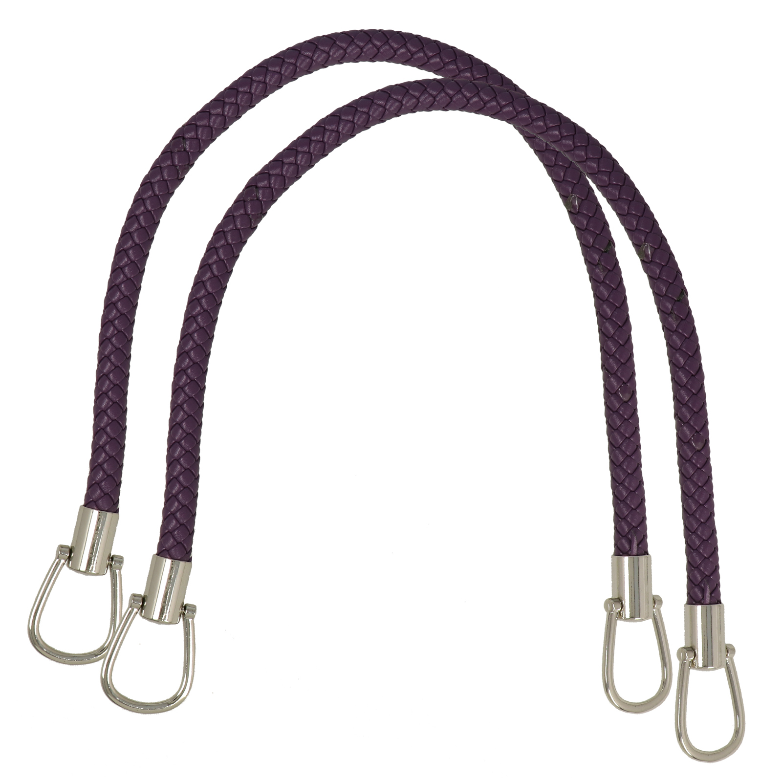 taschengriffe pu-leder purpur geflochten 56cm - silber rings | 2st