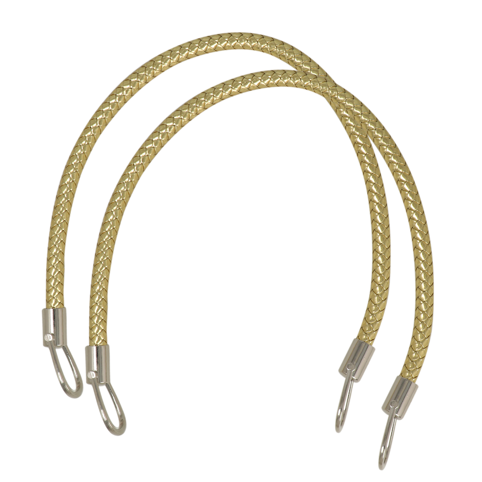 taschengriffe pu-leder gold geflochten 56cm - silber rings | 2st
