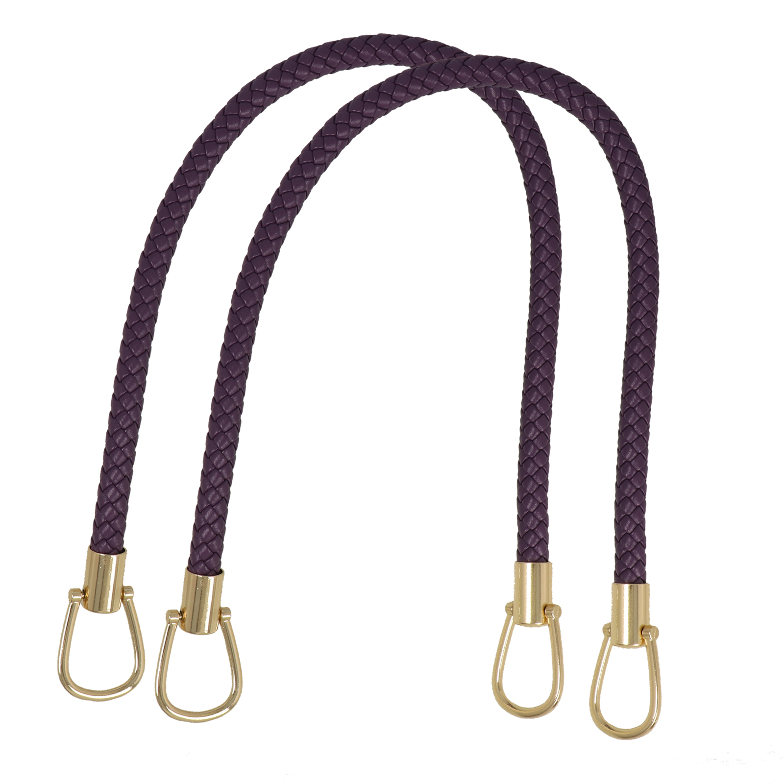 taschengriffe pu-leder purpur geflochten 56cm - gold rings | 2st