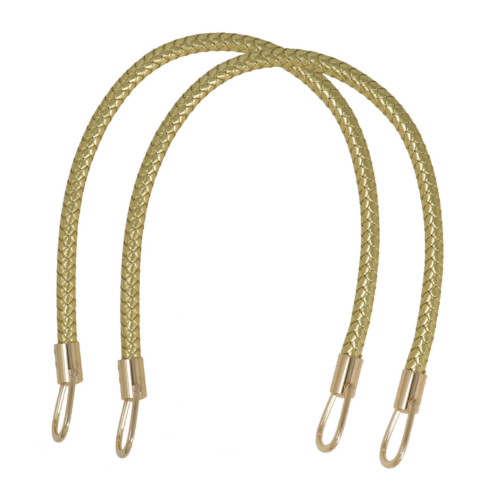sewing bag handle pu leather gold braided 56cm - gold rings | 2pc
