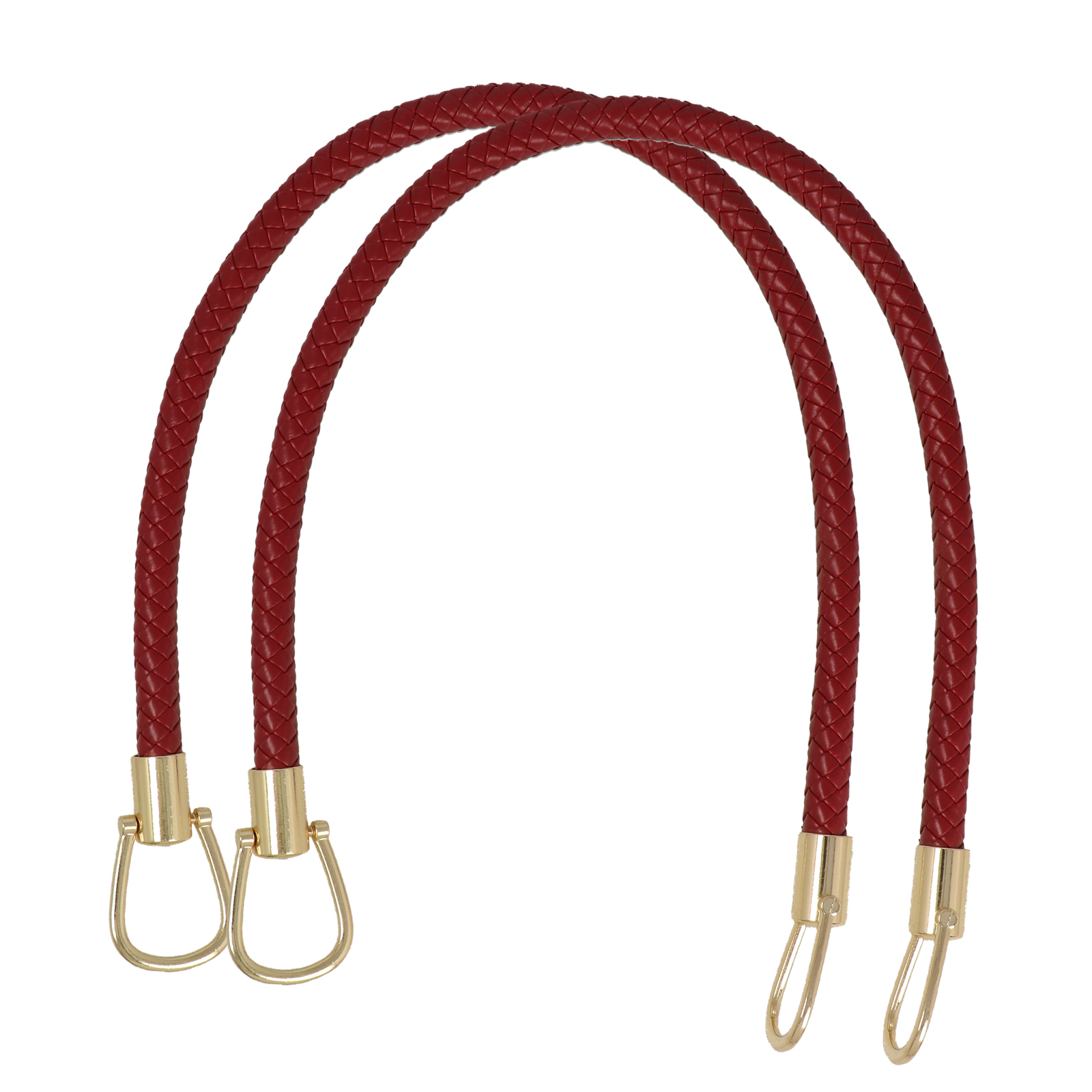 taschengriffe pu-leder bordeaux geflochten 56cm - gold rings | 2st
