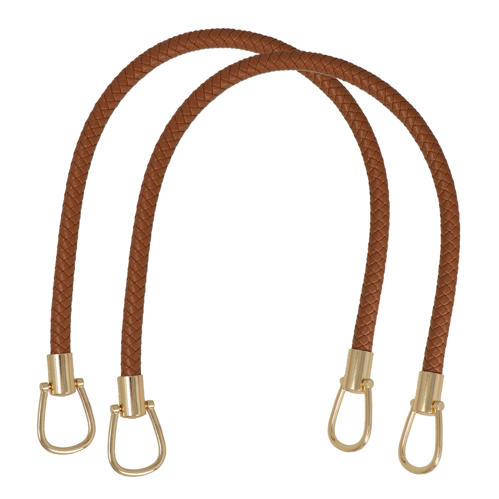 sewing bag handle pu leather braided 56cm - gold rings | 2pc