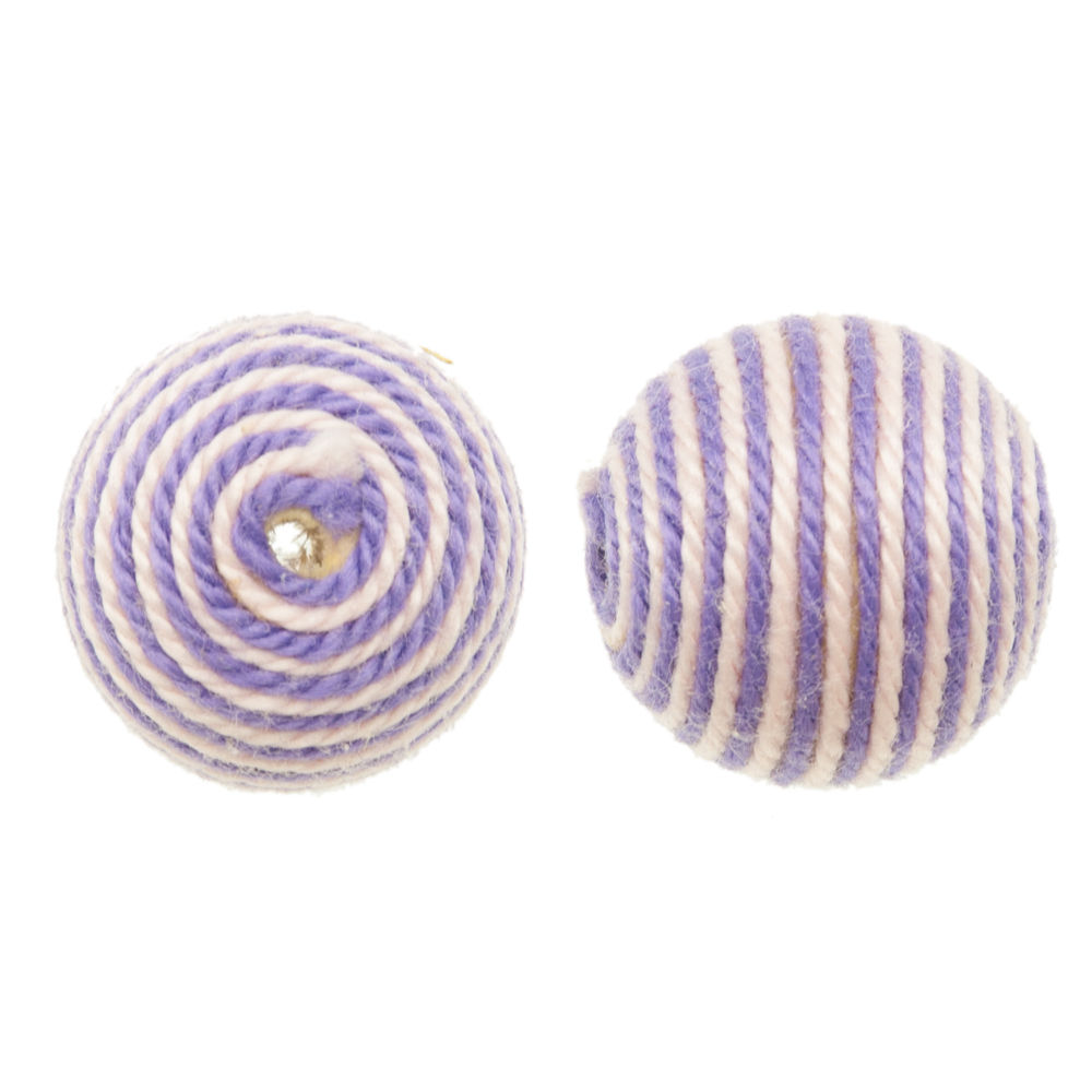 wood beads cotton coated - prune swirl - round 16mm | 4pc