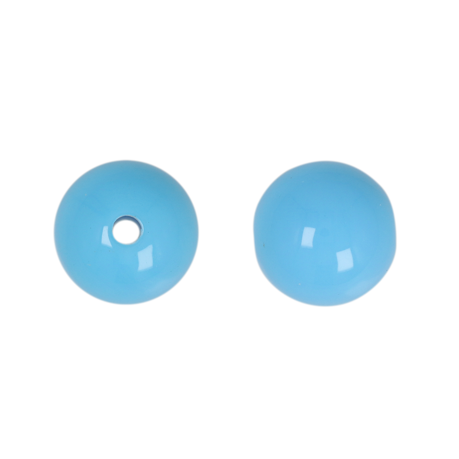 opaque sky blue resin smooth round 14mm | 20pc