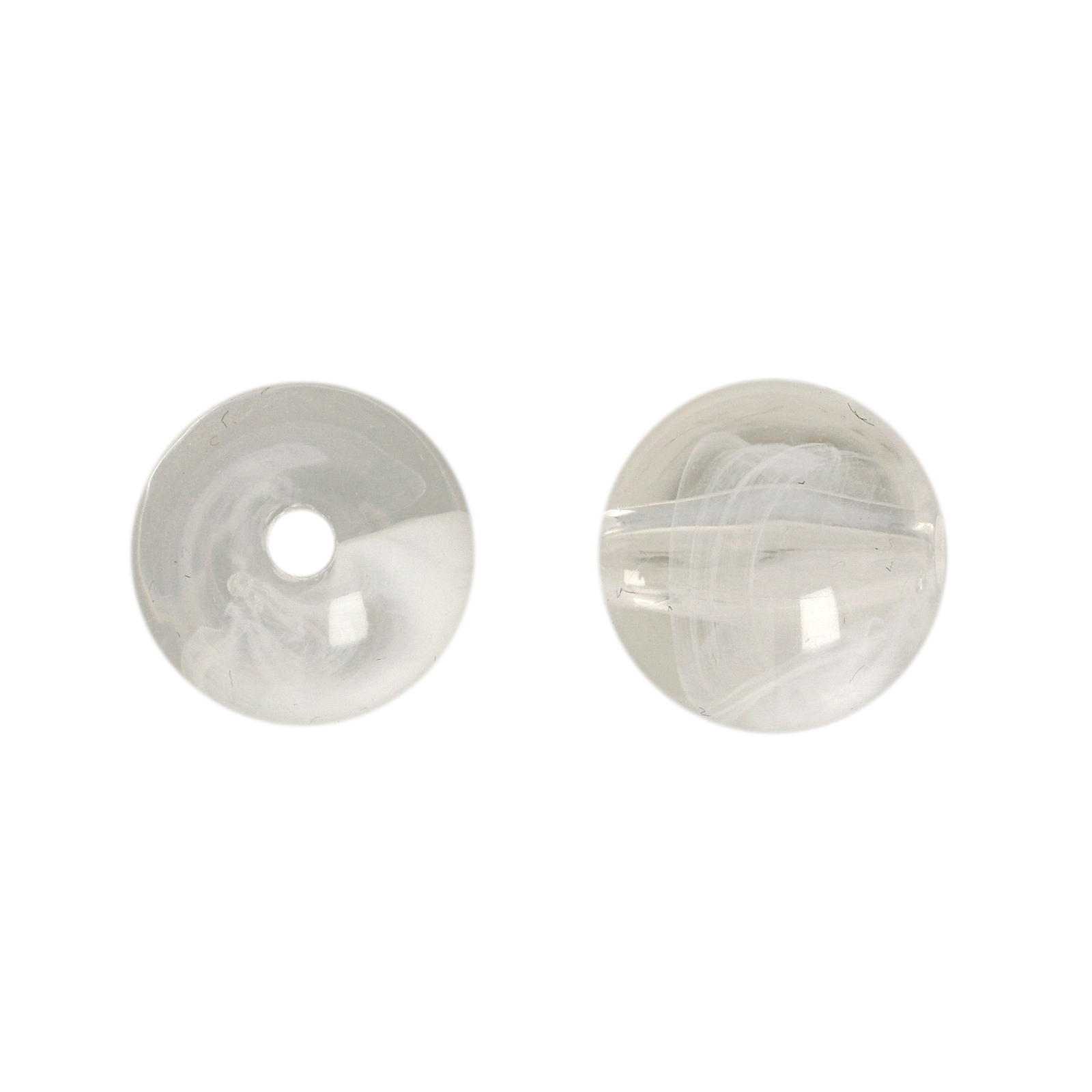 marbled white resin smooth round 14mm | 20pc