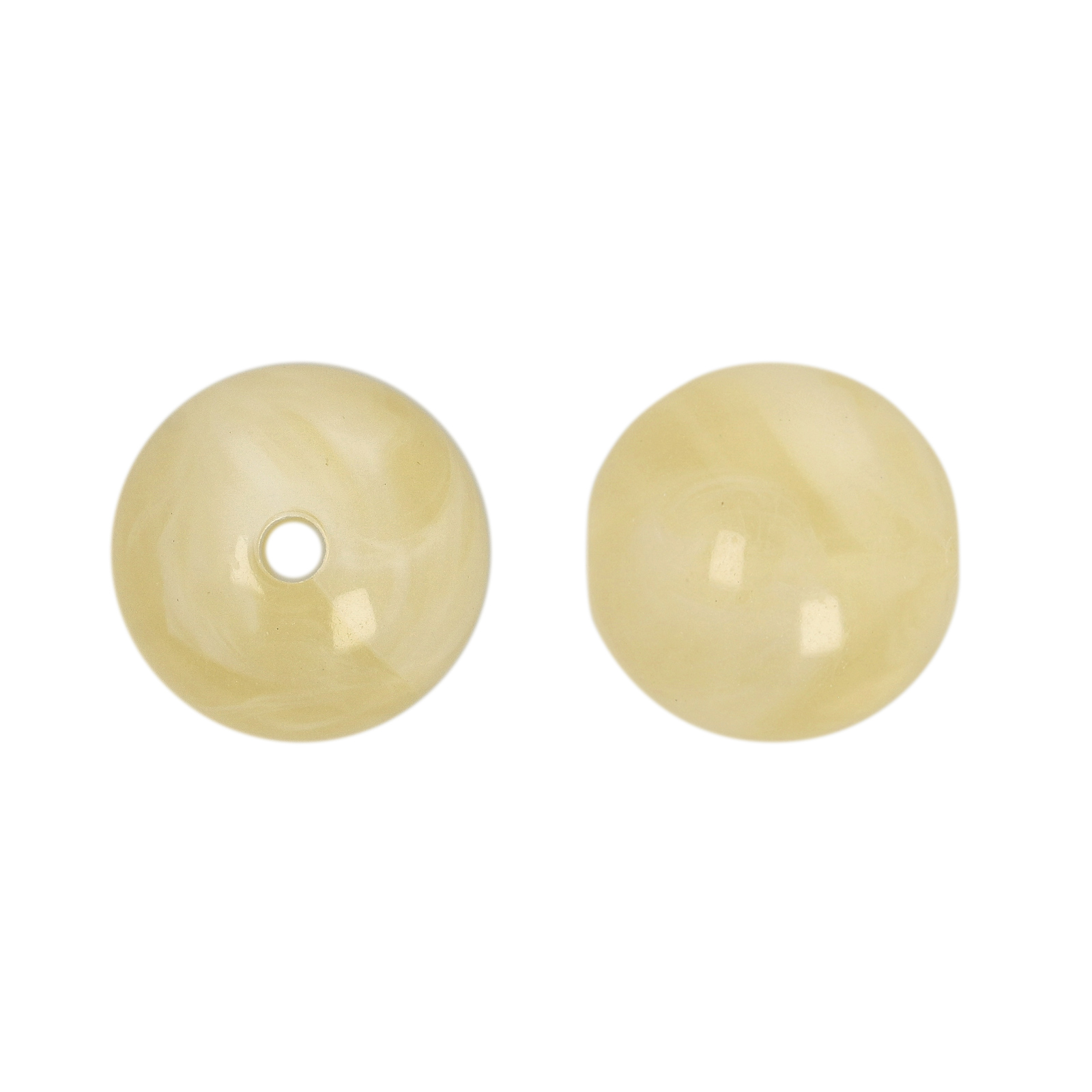marbled ivory resin smooth round 16mm | 10pc