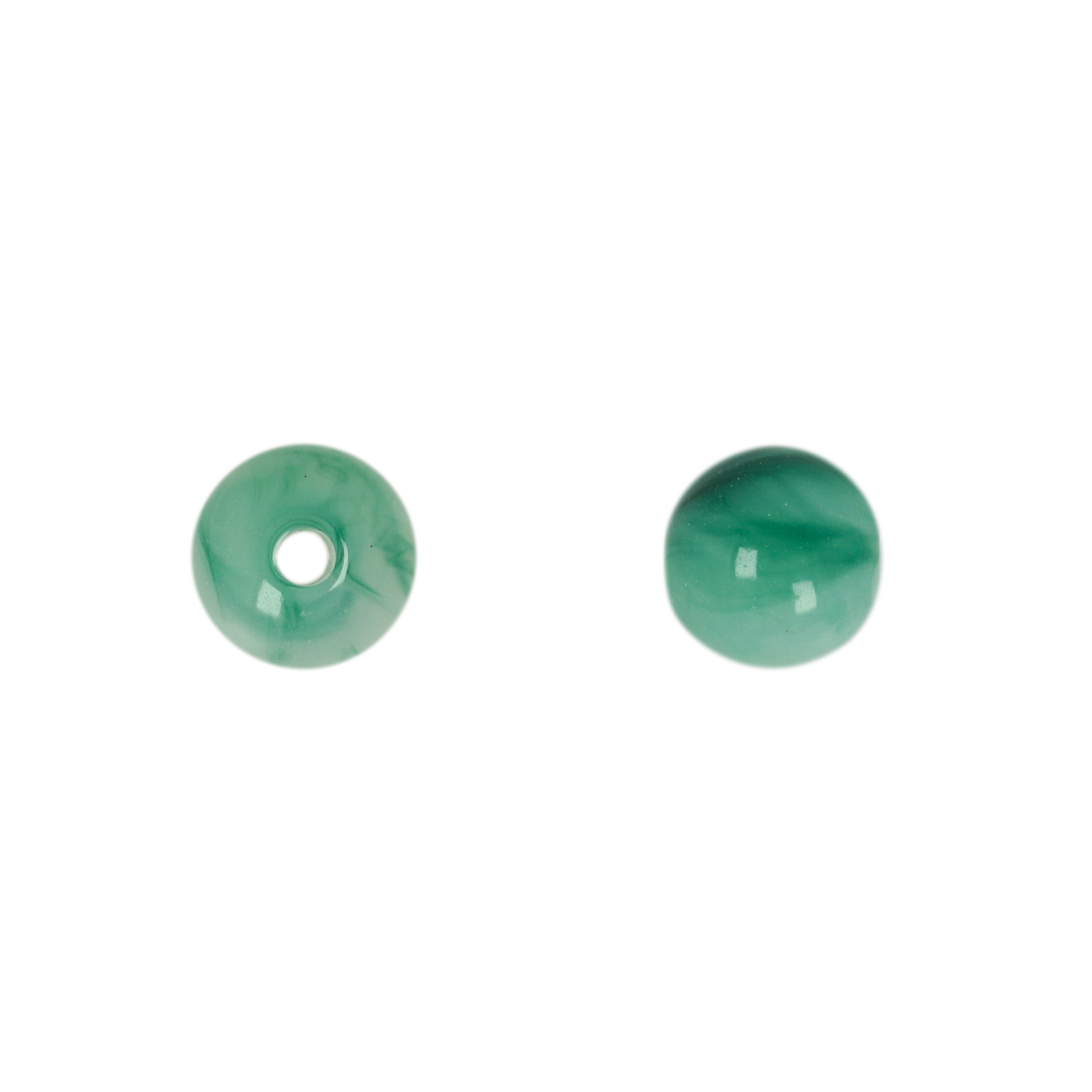 marbled emerald green resin smooth round 8mm | 100pc