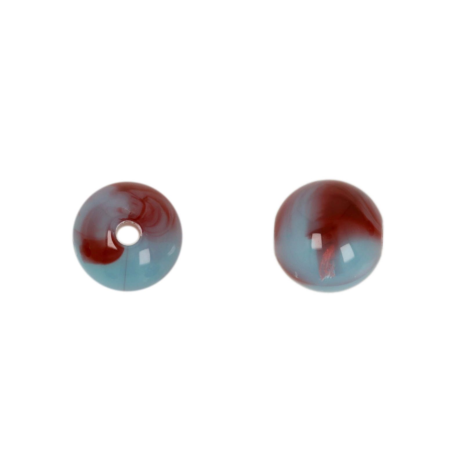 harz glatt rund marmoriertes rubis/turkis 10mm | 30st