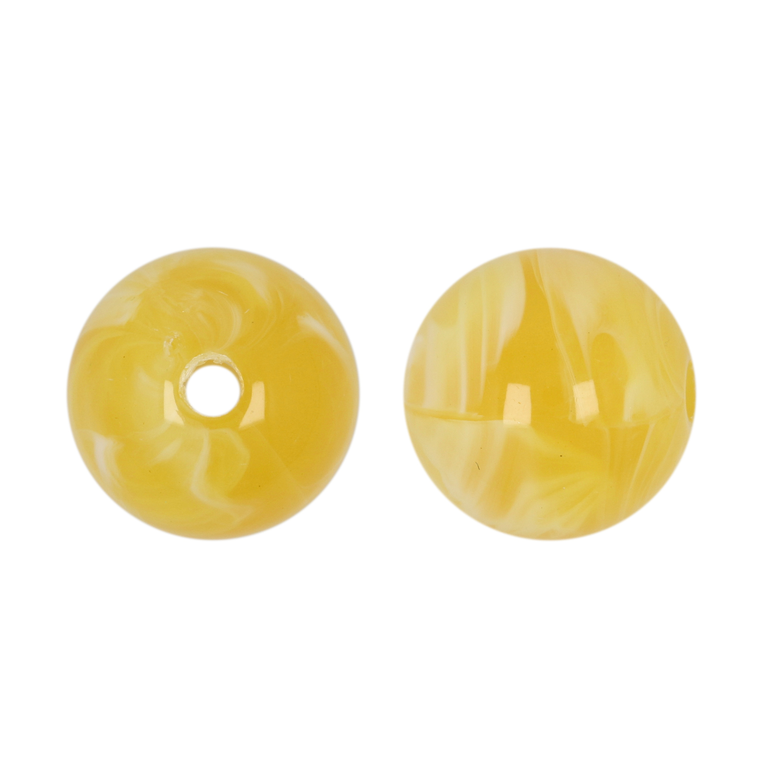 marbled yellow resin smooth round 17mm | 10pc