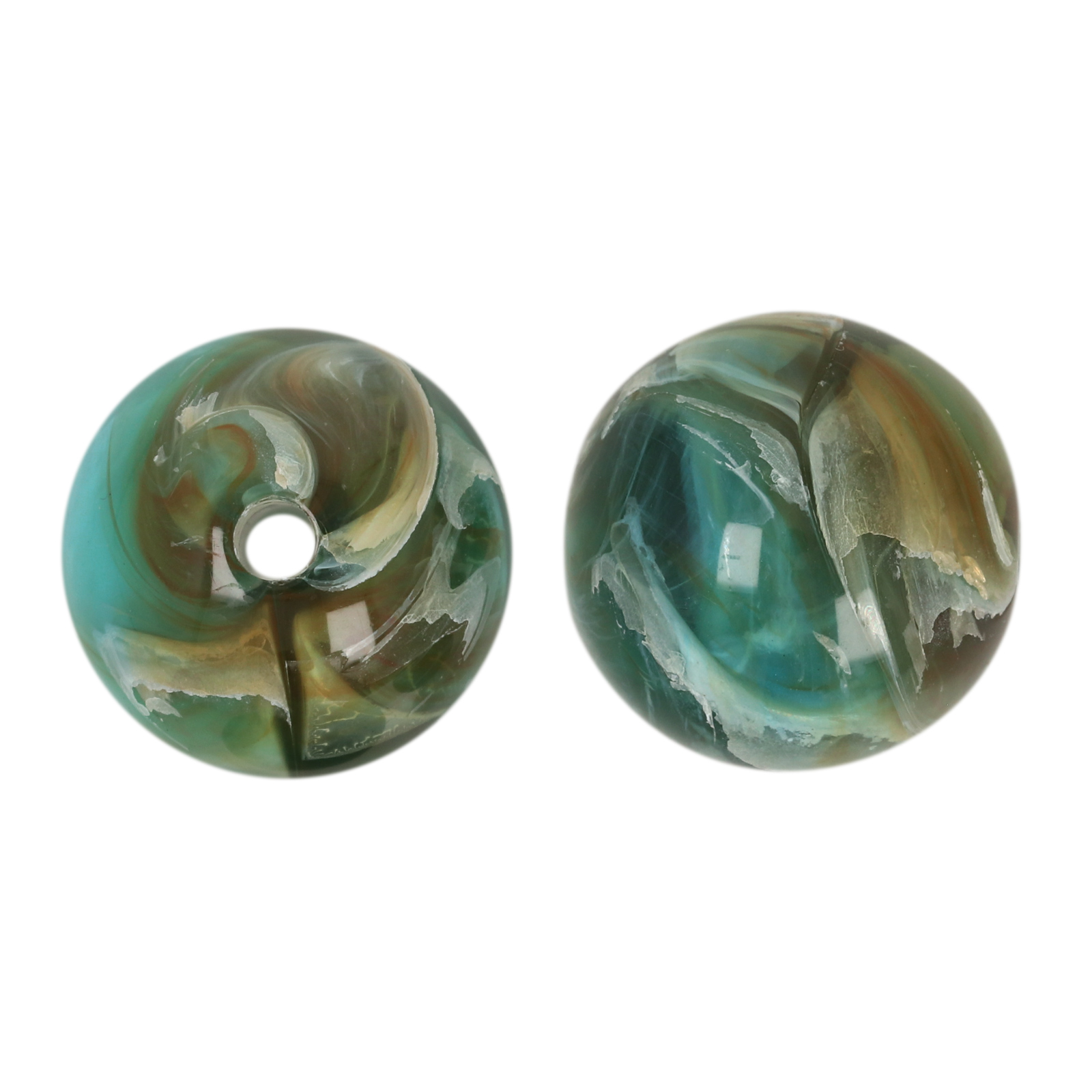 marbled teal resin smooth round 20mm | 8pc