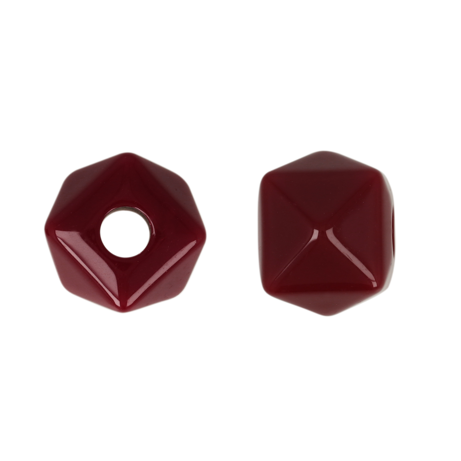 opaque bordeaux resin pyramid cut cube 16mm | 10pc