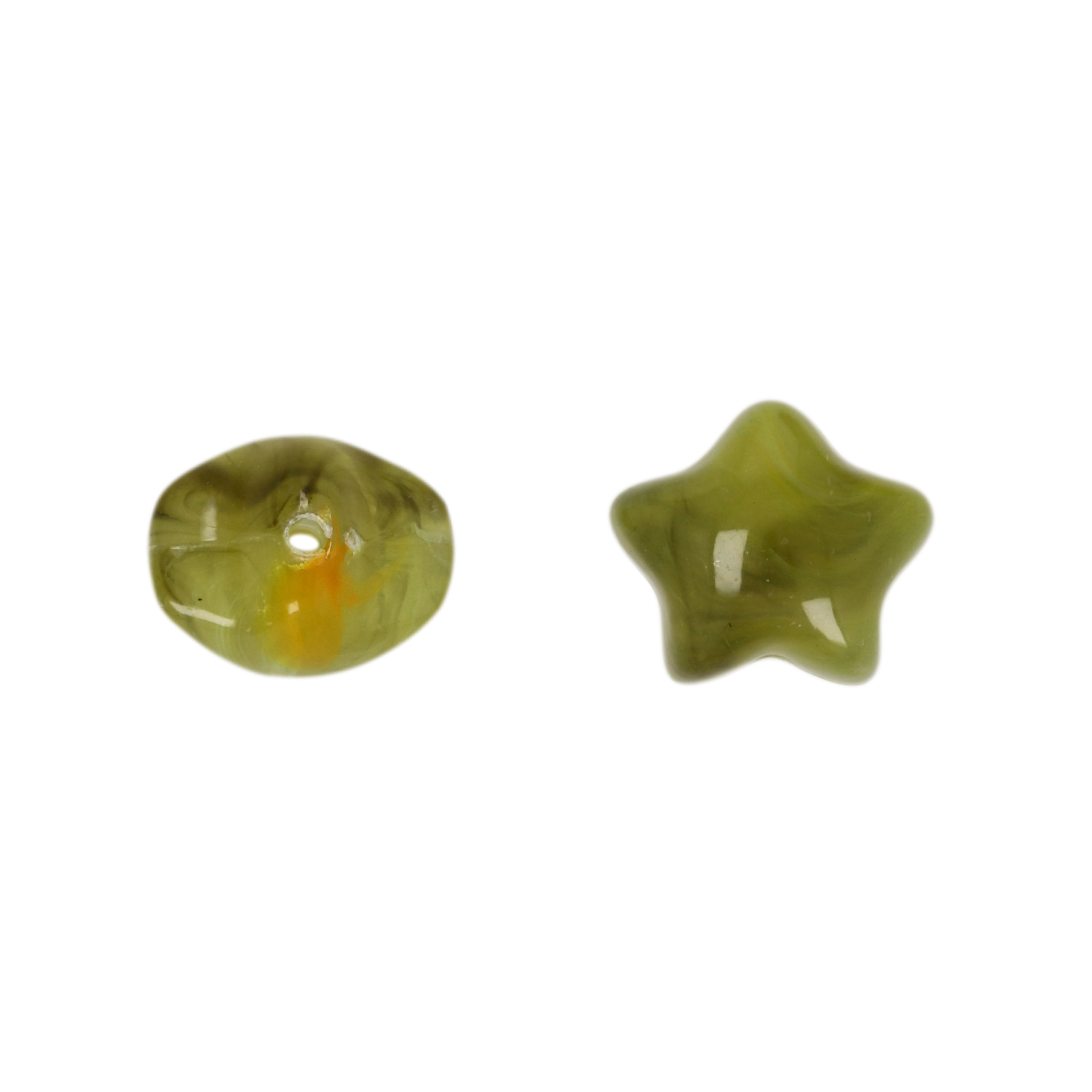 marbled green resin star 12mm | 20pc