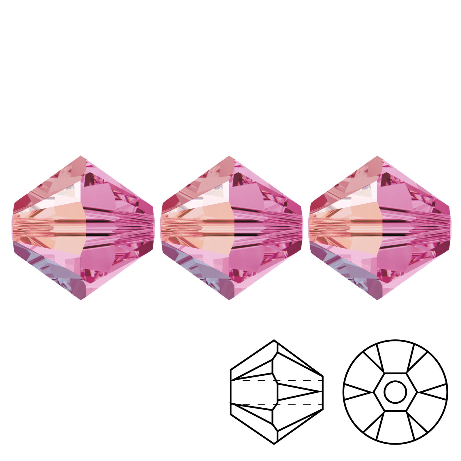 bicone (5328) rose ab 4mm | 48pc