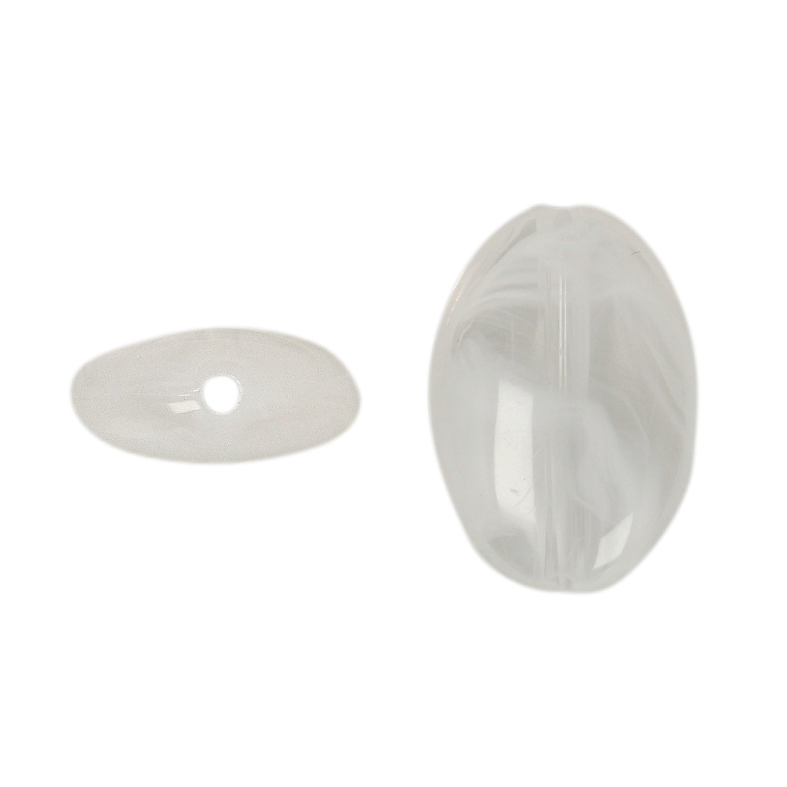 marbled white resin smooth oval 20x14mm | 20pc