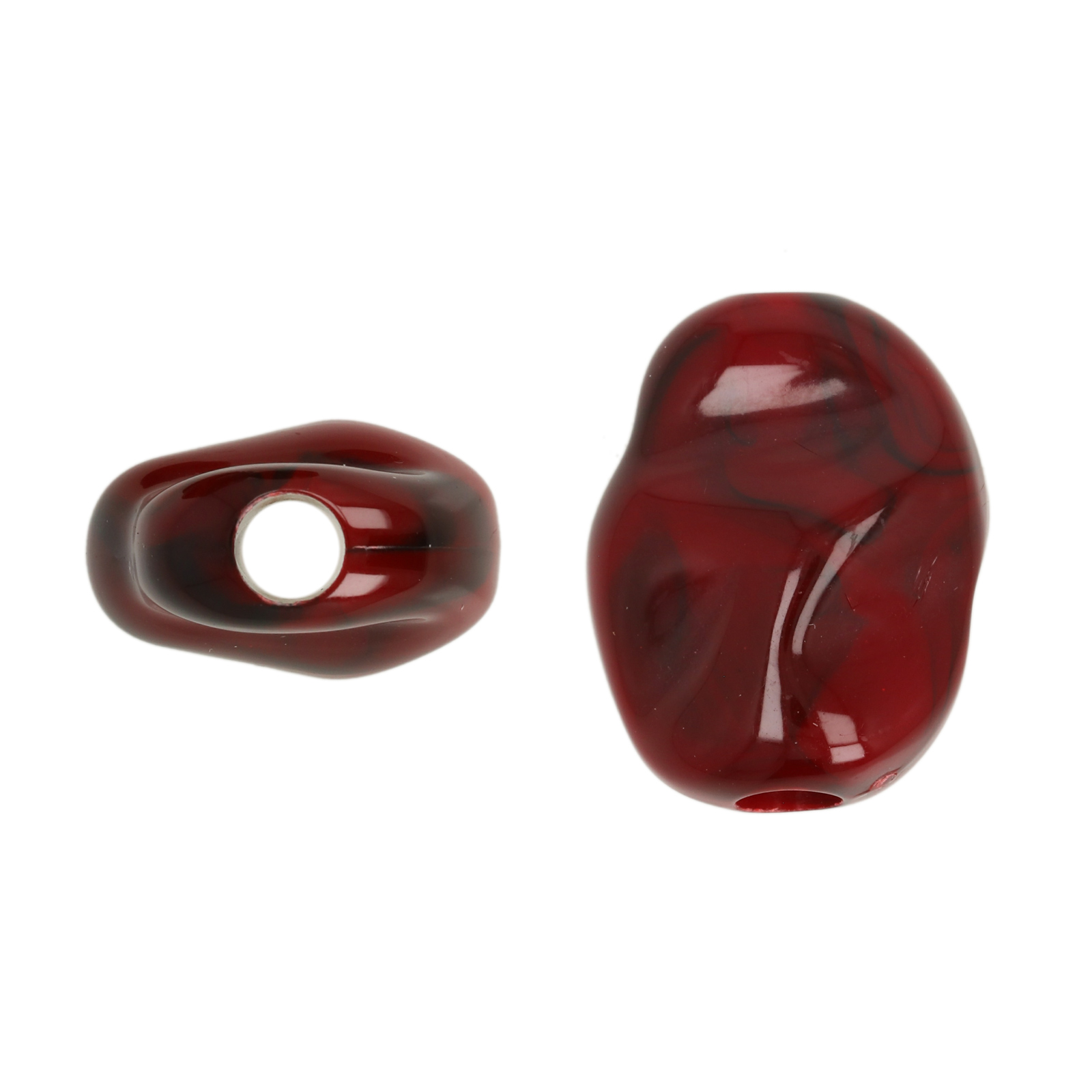 marbled red resin irregular oval 25x20mm | 8pc