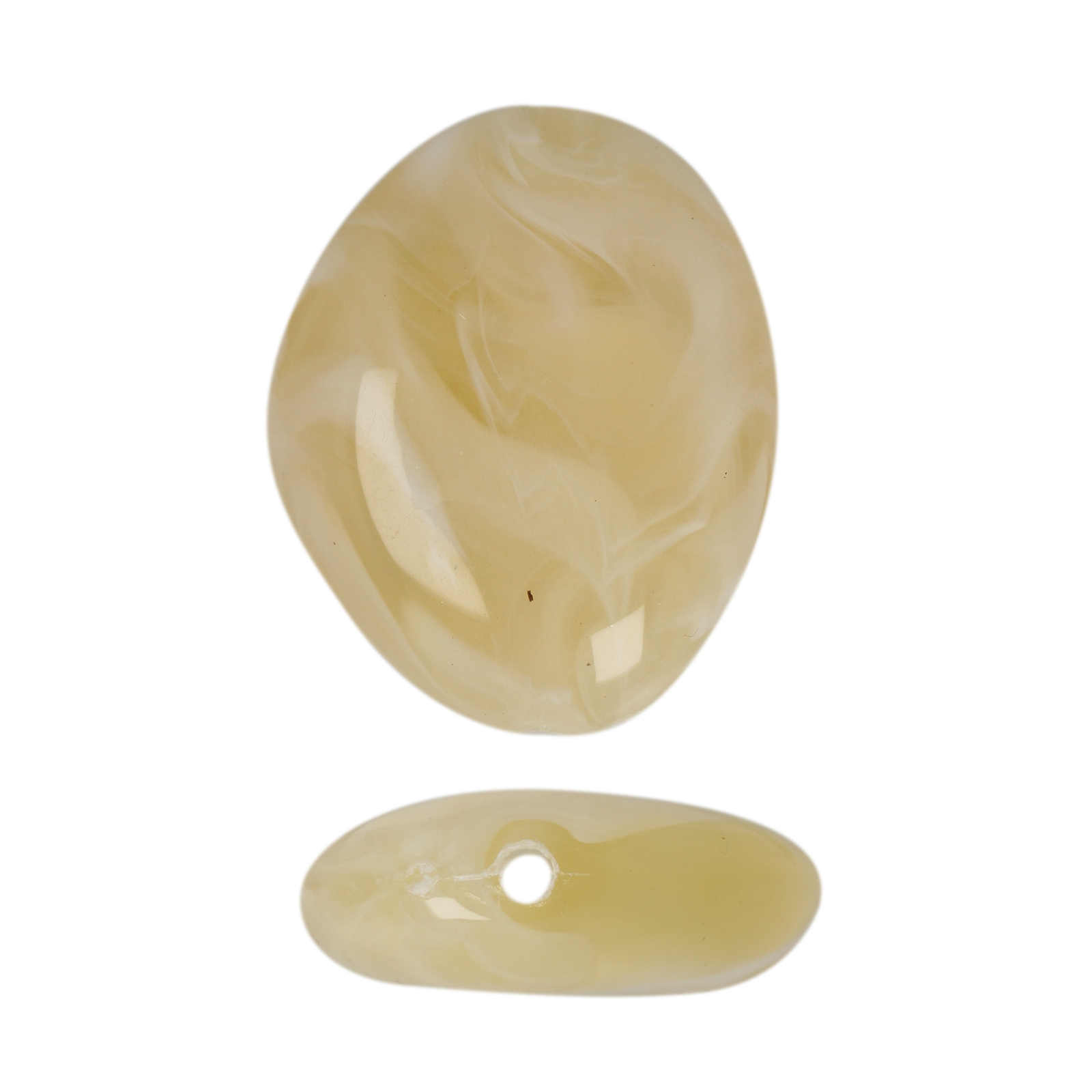 marbled champagne resin irregular oval 30x25mm | 6pc