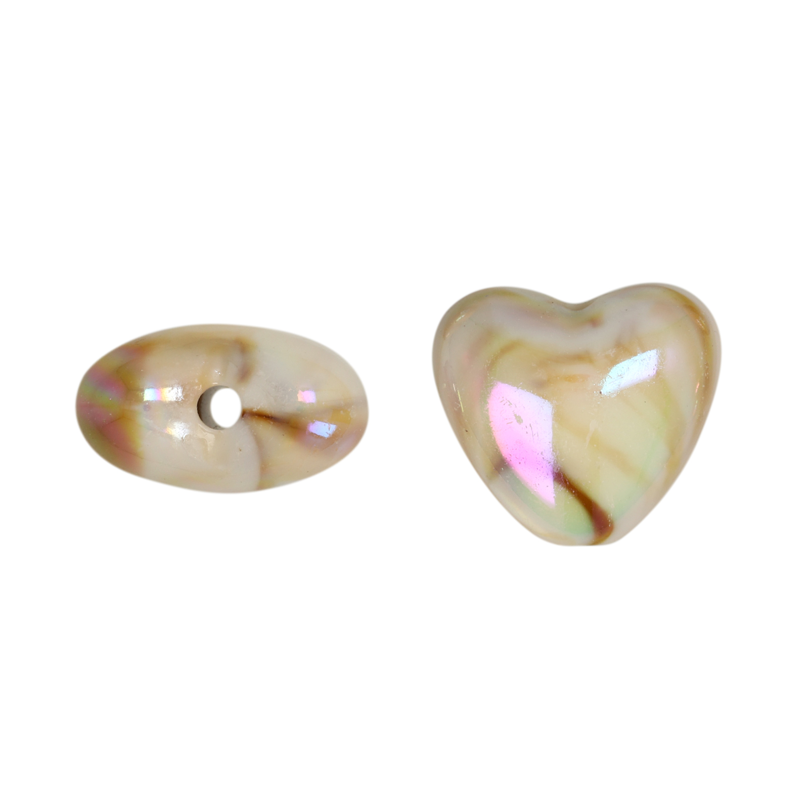 harz glatt herz marmoriertes elfbien ab 20x18mm | 10st