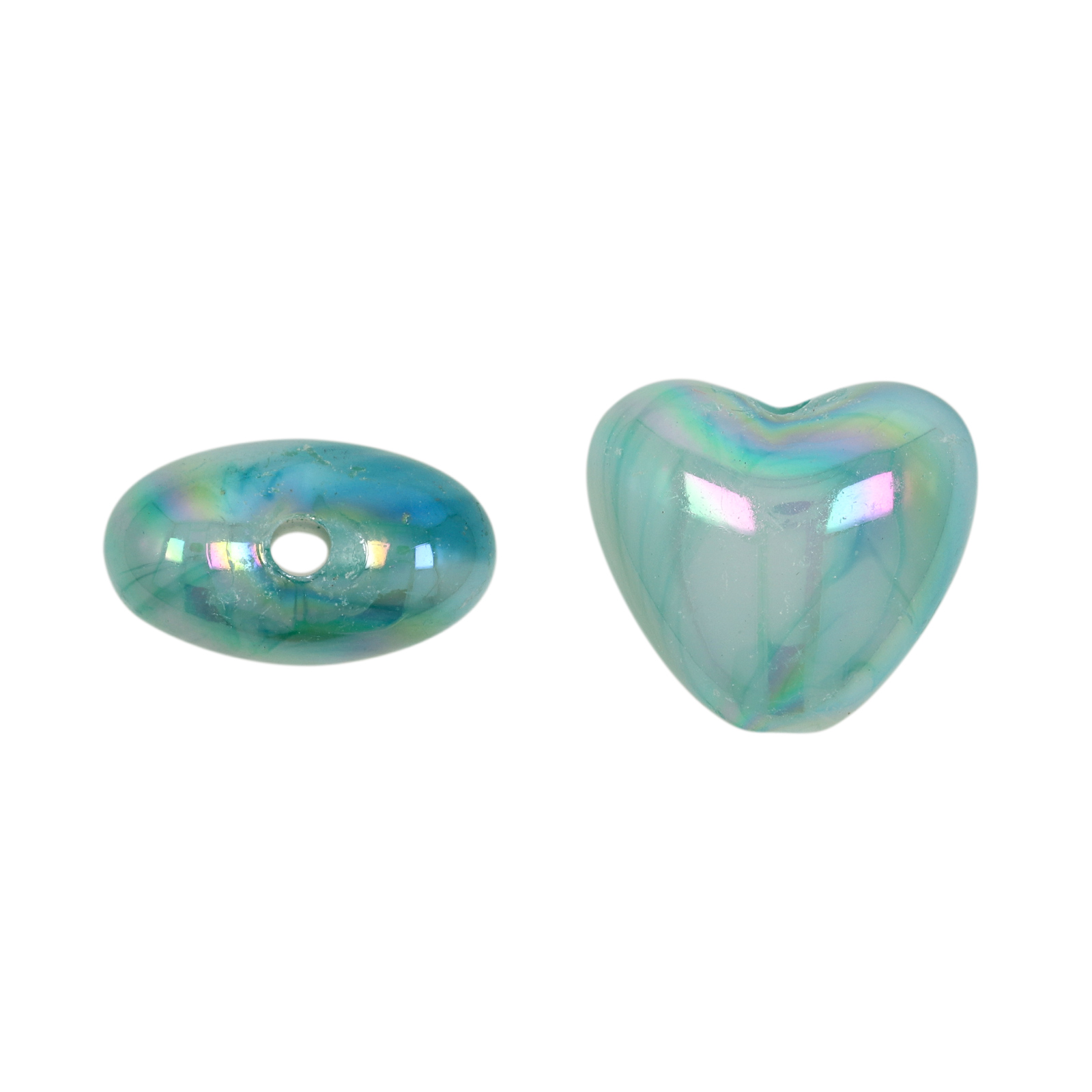 harz glatt herz marmoriertes türkis ab 20x18mm | 10st