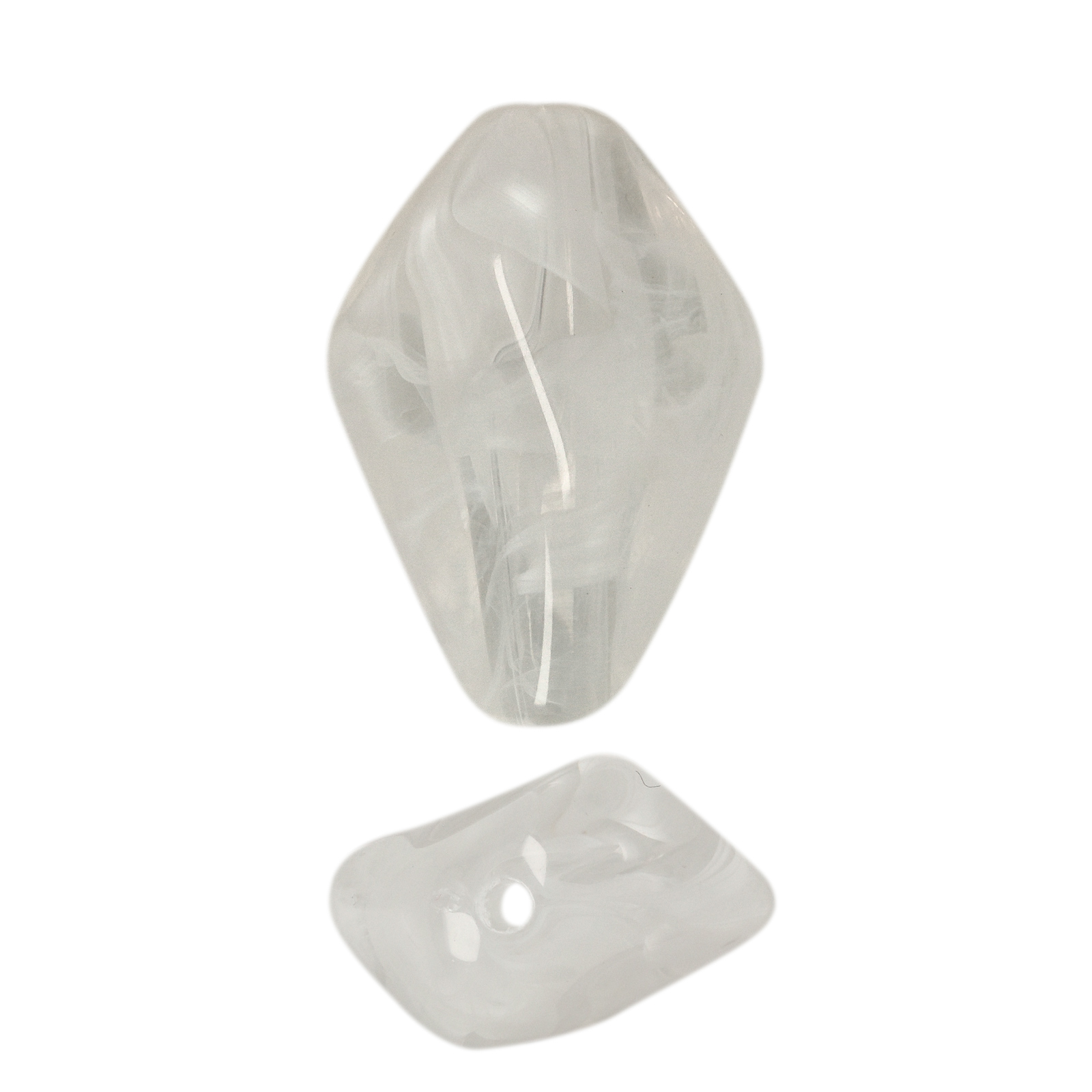 marbled white resin faceted rhombus 30x20mm | 8pc