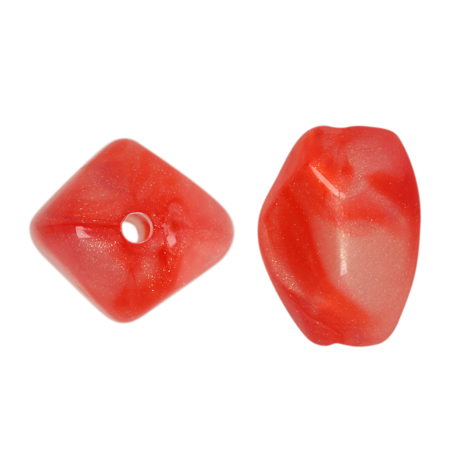 harz facettierte nugget marmoriertes glitter rot 22x20mm | 6st
