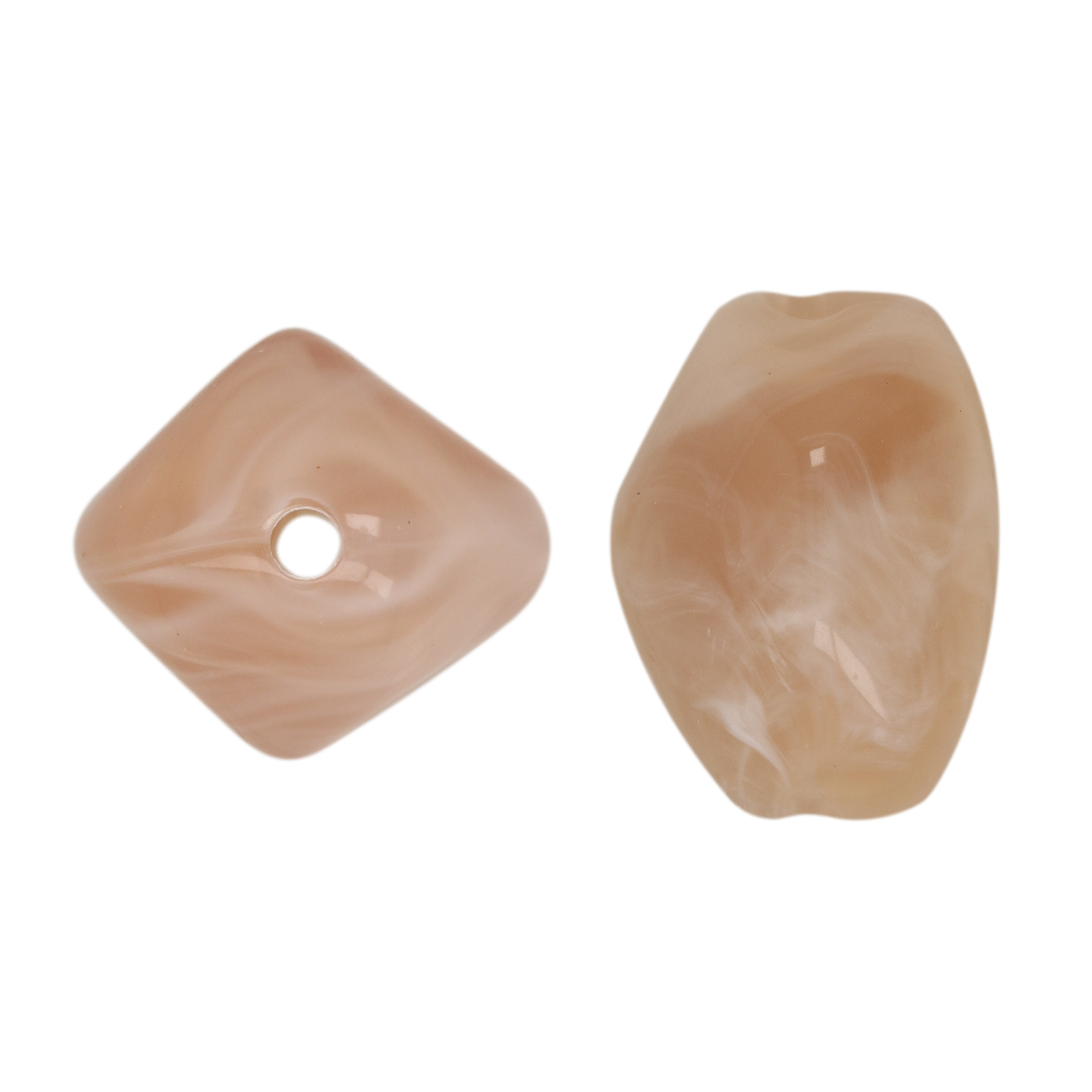 harz facettierte nugget marmoriertes beige 22x20mm | 6st