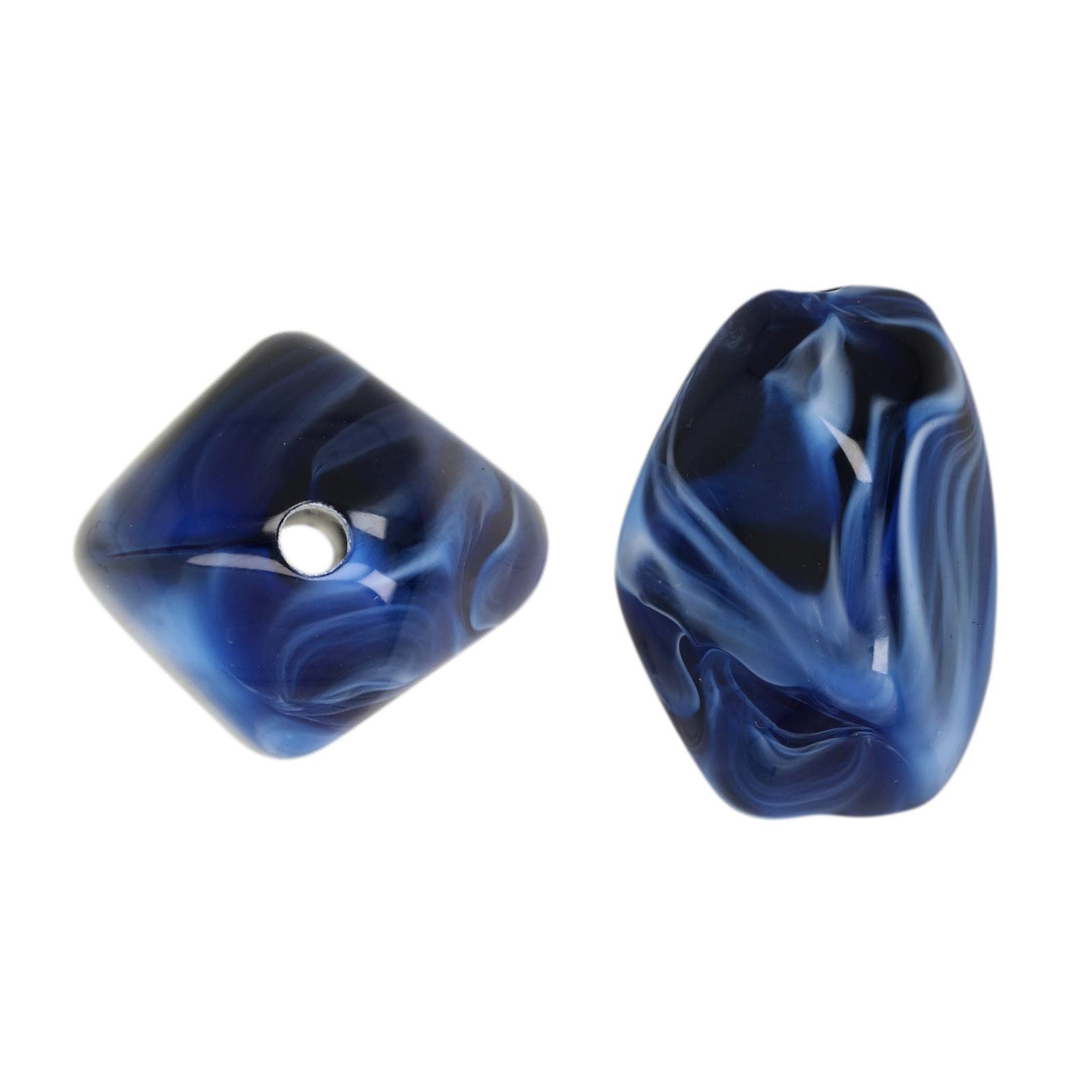harz facettierte nugget marmoriertes blau 22x20mm | 6st